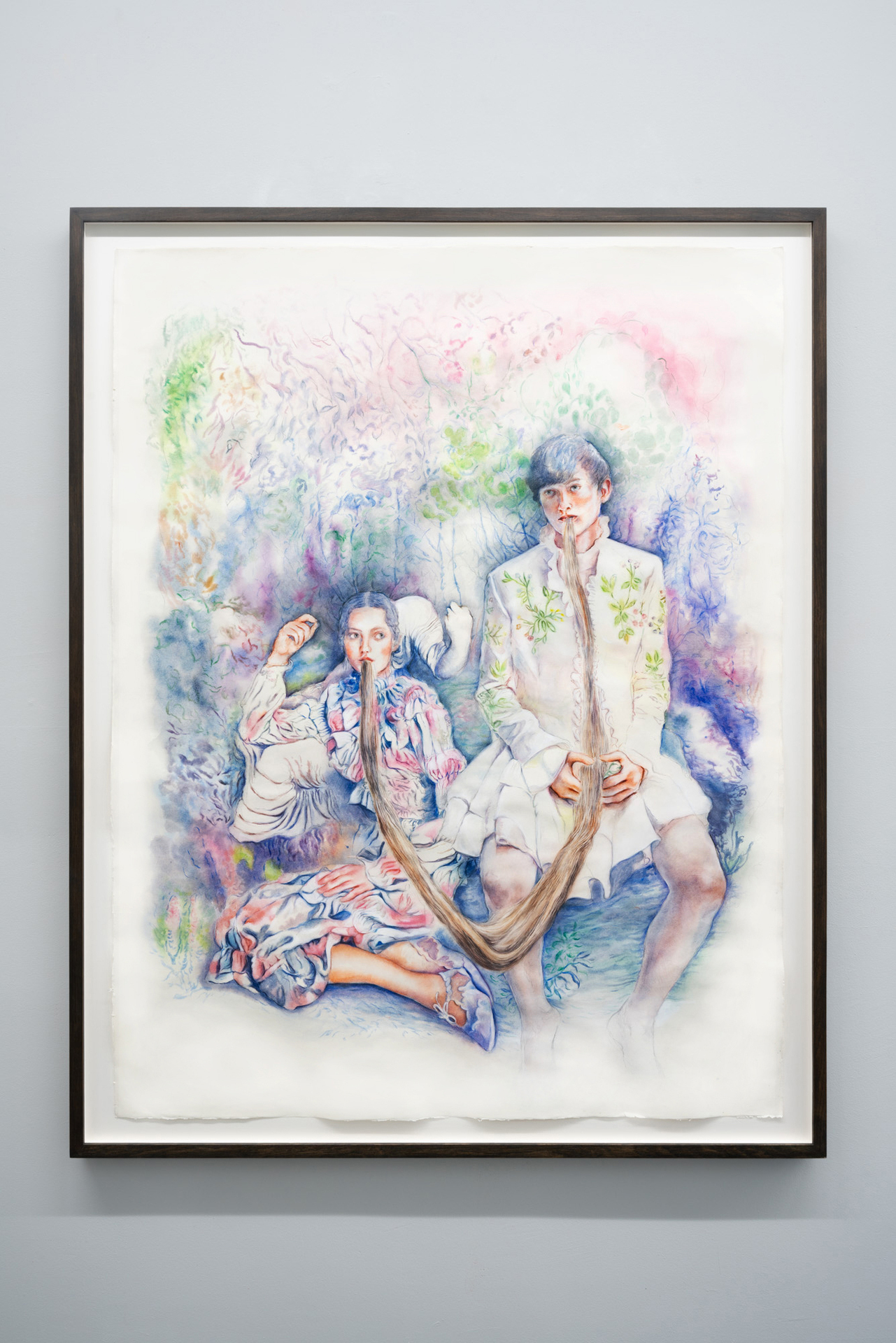 MARIANNA IGNATAKI, Unicorn dinner, 2021 Watercolor, gouache, color pigments, graphite and colored pencils on paper 140x110cm