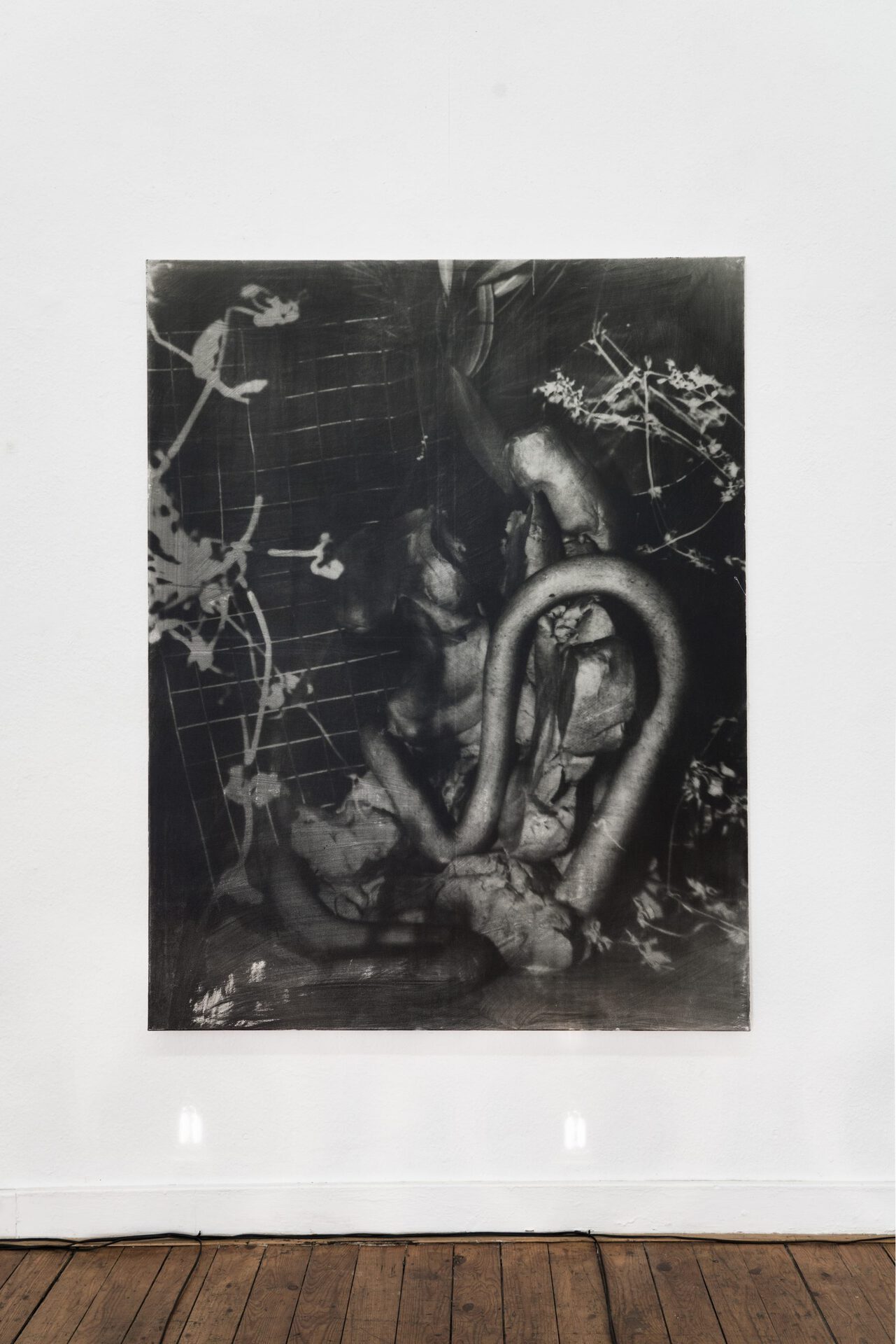 Janosch Jauch, Simulacrum, large, luminous and budding, 2021, photo emulsion, acrylic on canvas, 180x140 cm