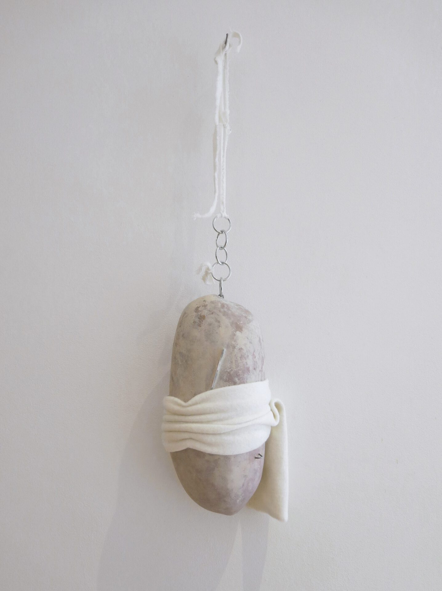 Cécile Bouffard, Sacrificielle (4), 2021, wood, acrylic paint, metals, latex, textiles