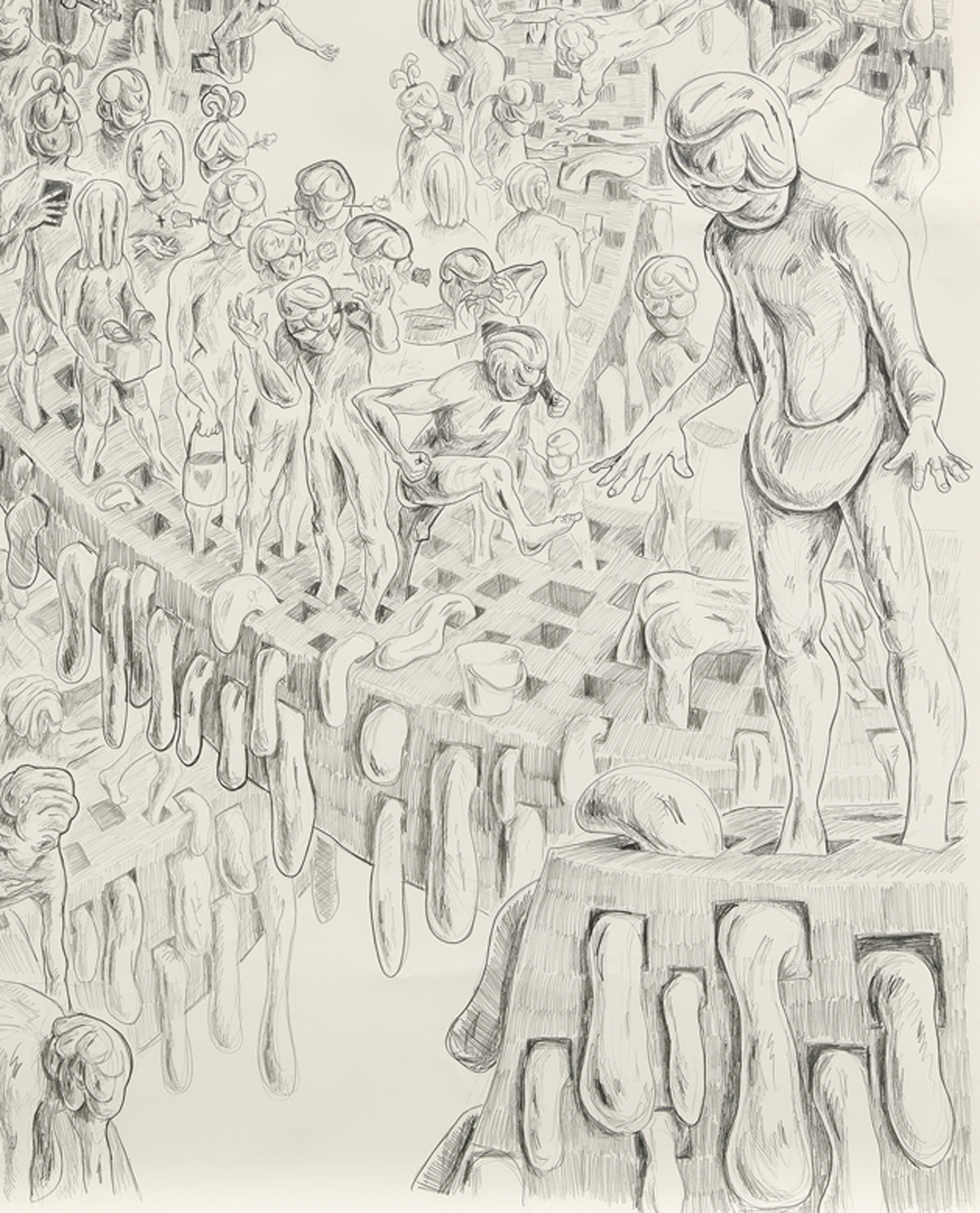 Sebastian Volz, Einverstanden (accept all) DETAIL, 2020, Pencil on Paper, 185 x 159 cm