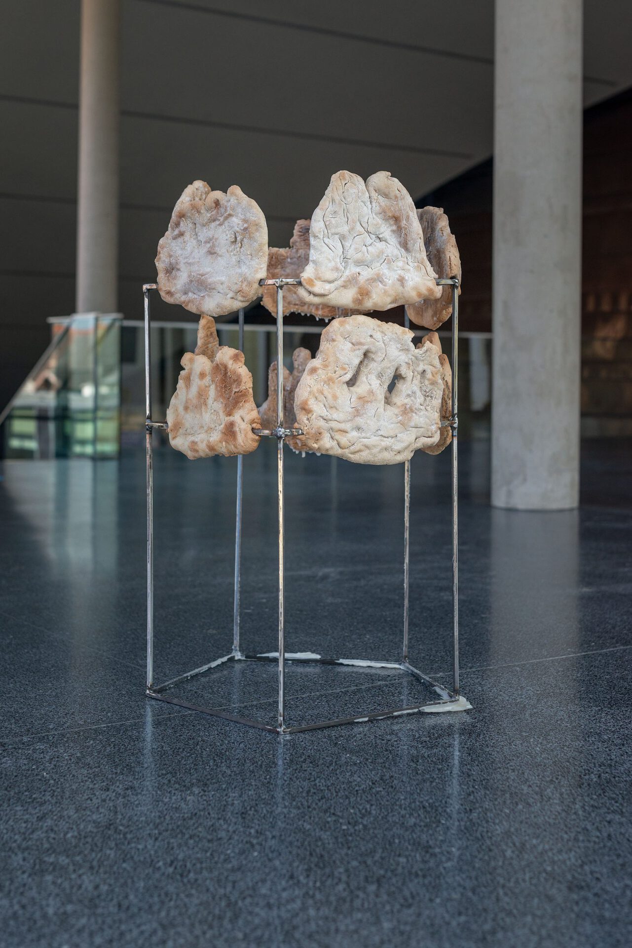 Jakob Kolb / Bread Piece / salt dought, steal, wax / 2021