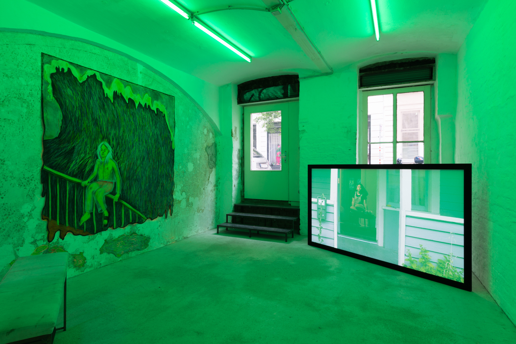 Installation view: But I doubt, I tremble, I see (shaking edges) and the wild thorn tree, Giuliana Rosso & Rory Pilgrim, Curated by Caterina Avataneo, Pina (Vienna)