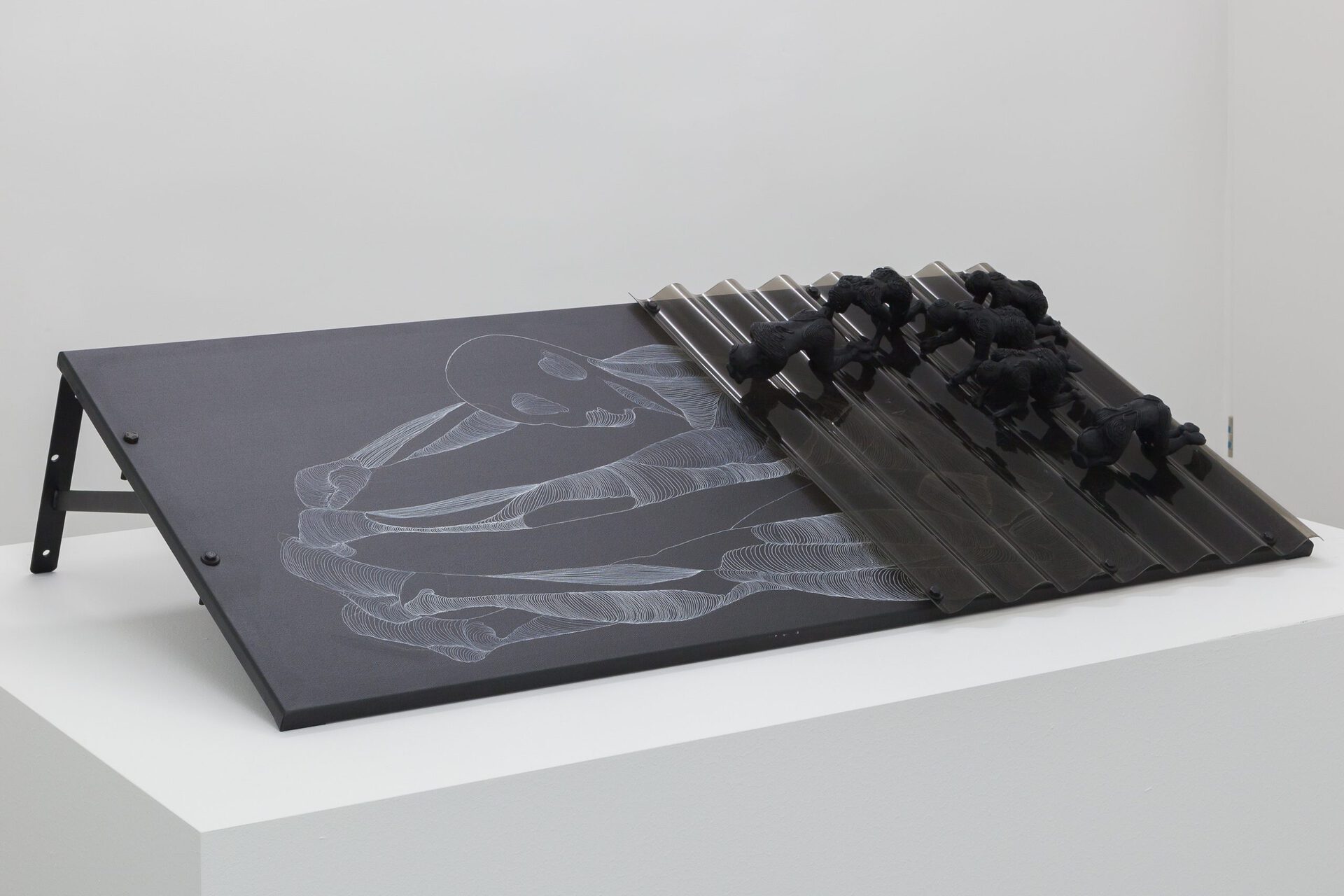 Cow Mash, pula (blessings), 2021, polycarbonate sheets, material one, polyester resin, ink, acrylic on canvas, 125 x 67 x 35 cm, 49 1/4 x 26 3/8 x 13 3/4 in