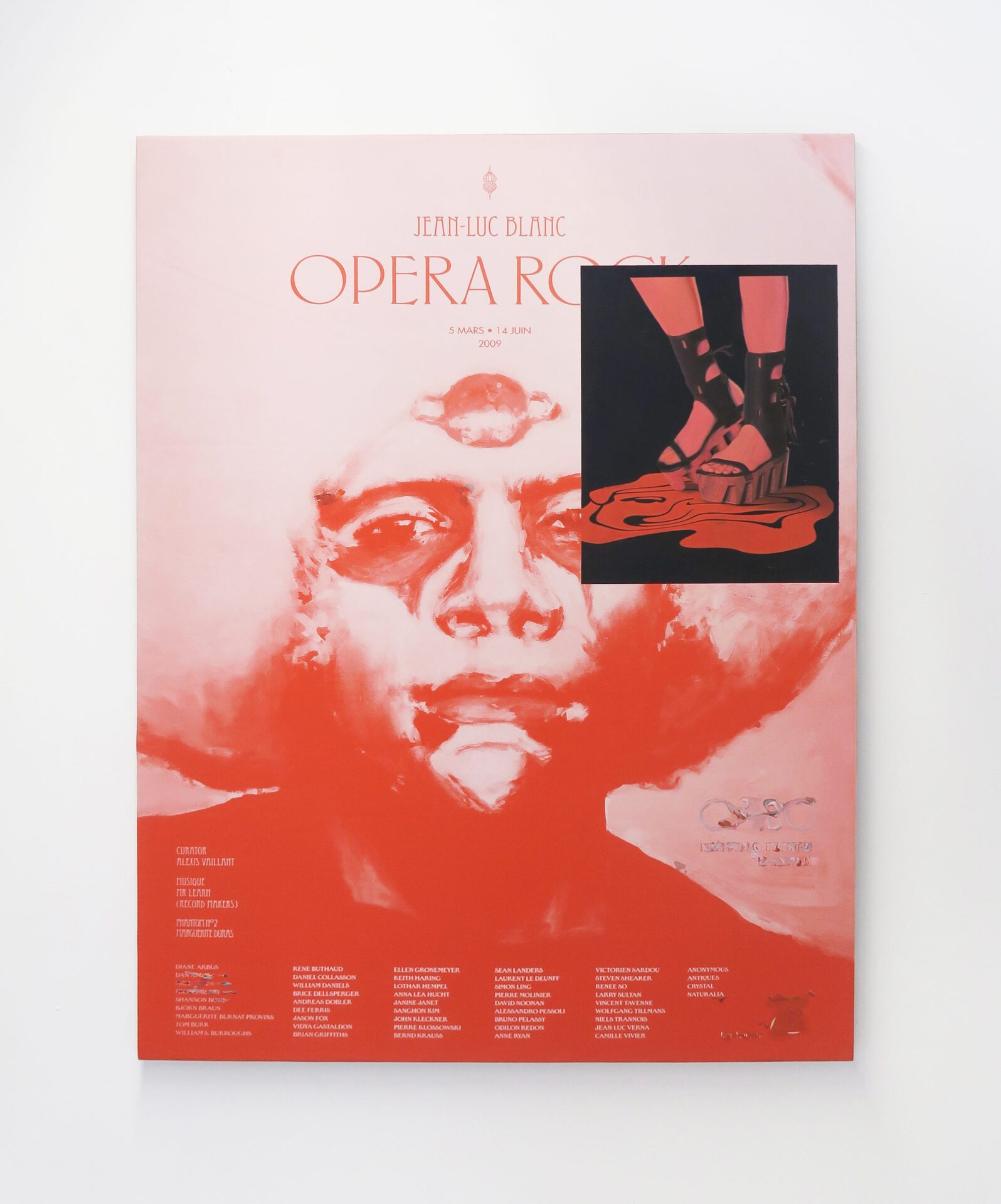 Niels Trannois JLB/LCT, 2021 oil on Jean-Luc Blanc c-print poster mounted on canvas