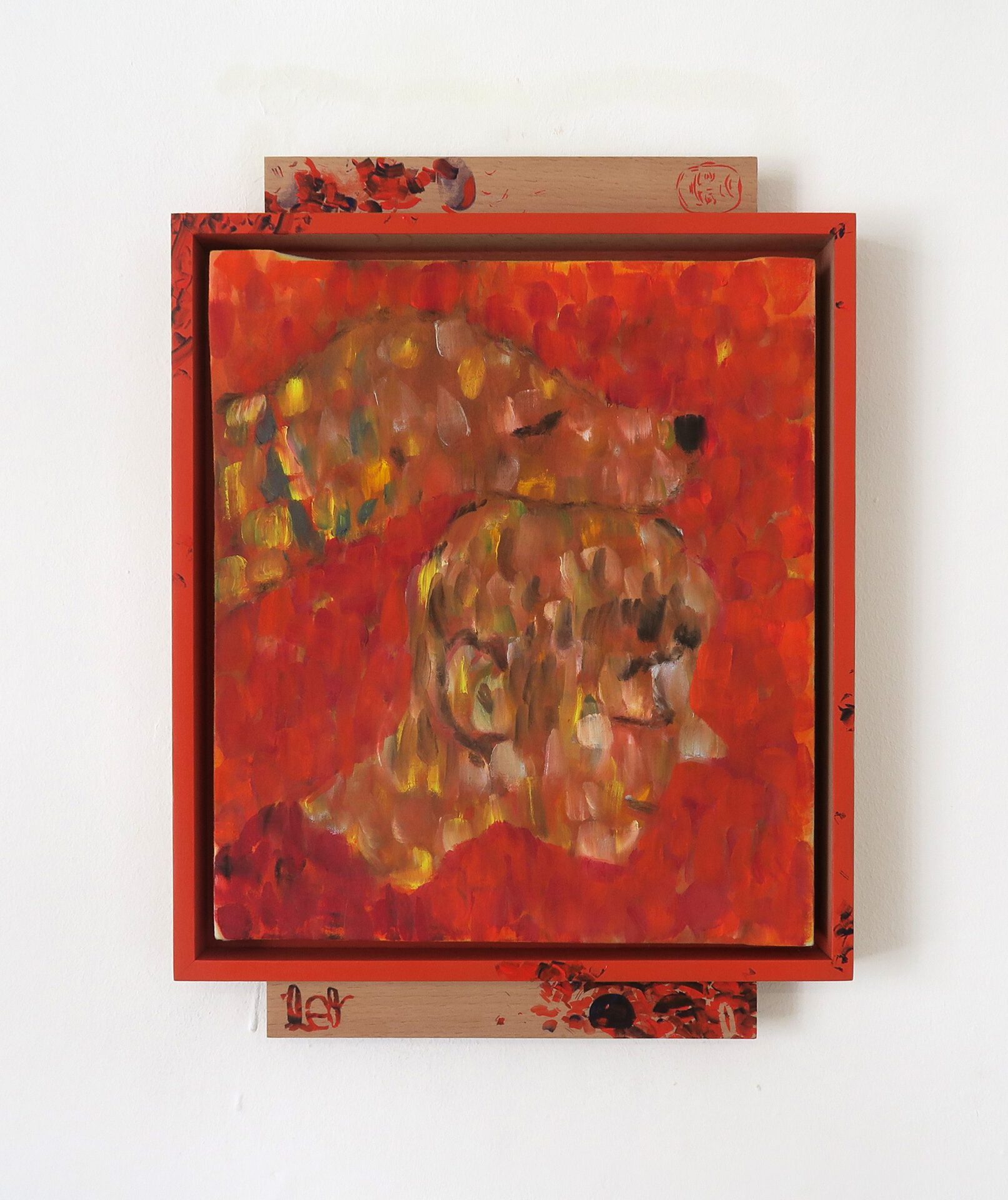 Jessy Razafimandimby & Niels Trannois Marigny, 2021 oil on bedsheet, acrylic on woodframe