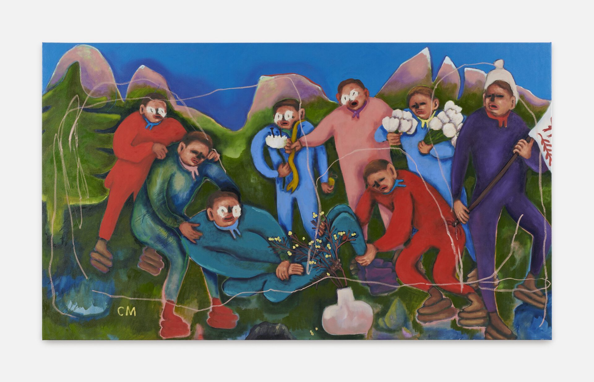 Conny Maier, Zwischenfall, 2021 oil, oilstick on canvas 297 x 175 cm
