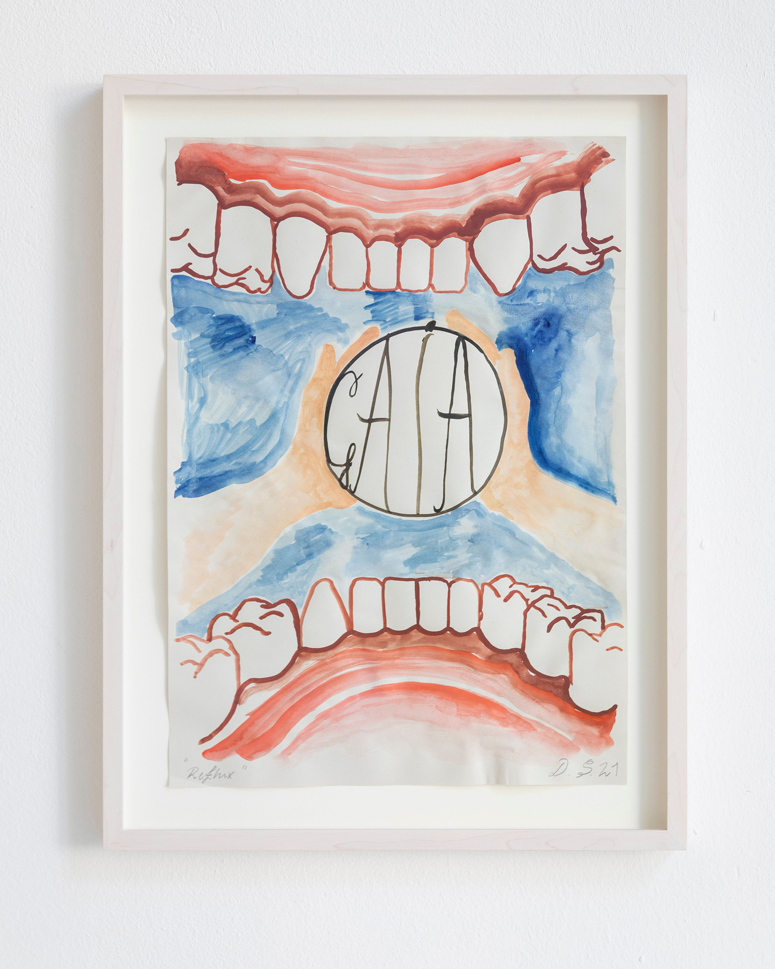 David Schiesser, Reflux, 2021, Watercolor drawing on paper, Mounted and framed, 29,5 x 41,7 cm