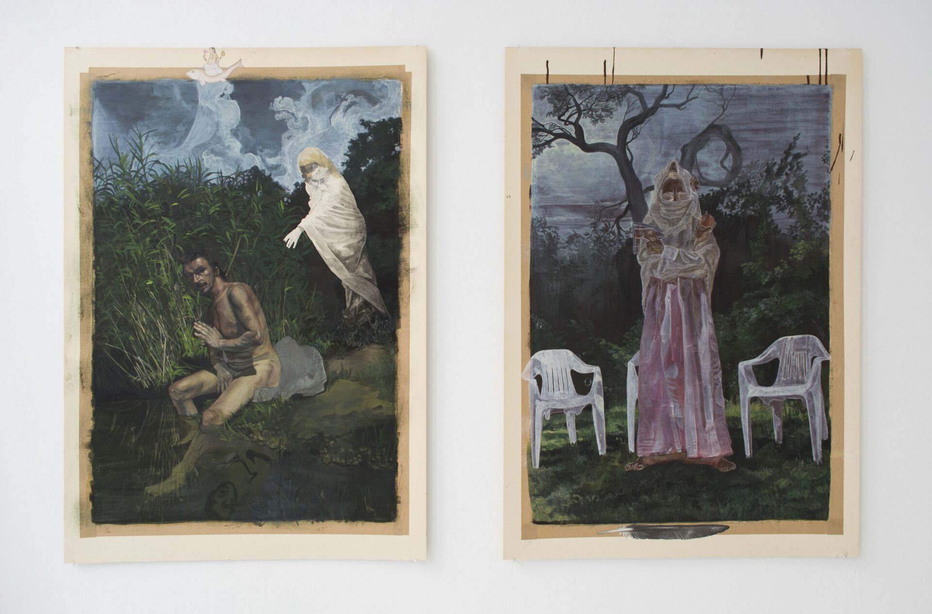 Lea Maria Gold, Der Wind auf der Haut (2018), Egg tempera on paper 70 x 100cm