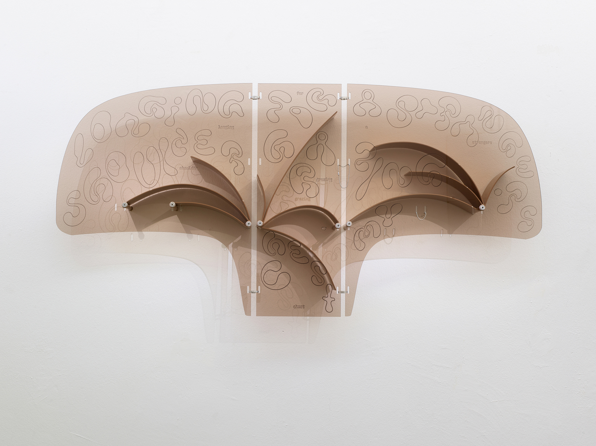 Lena Marie Emrich, Longing for a strangers shoulder grazing my chest, 2021, Tinted Plexiglass, Aluminum coated in car paint, unique piece 62 x 129 x 8 cm