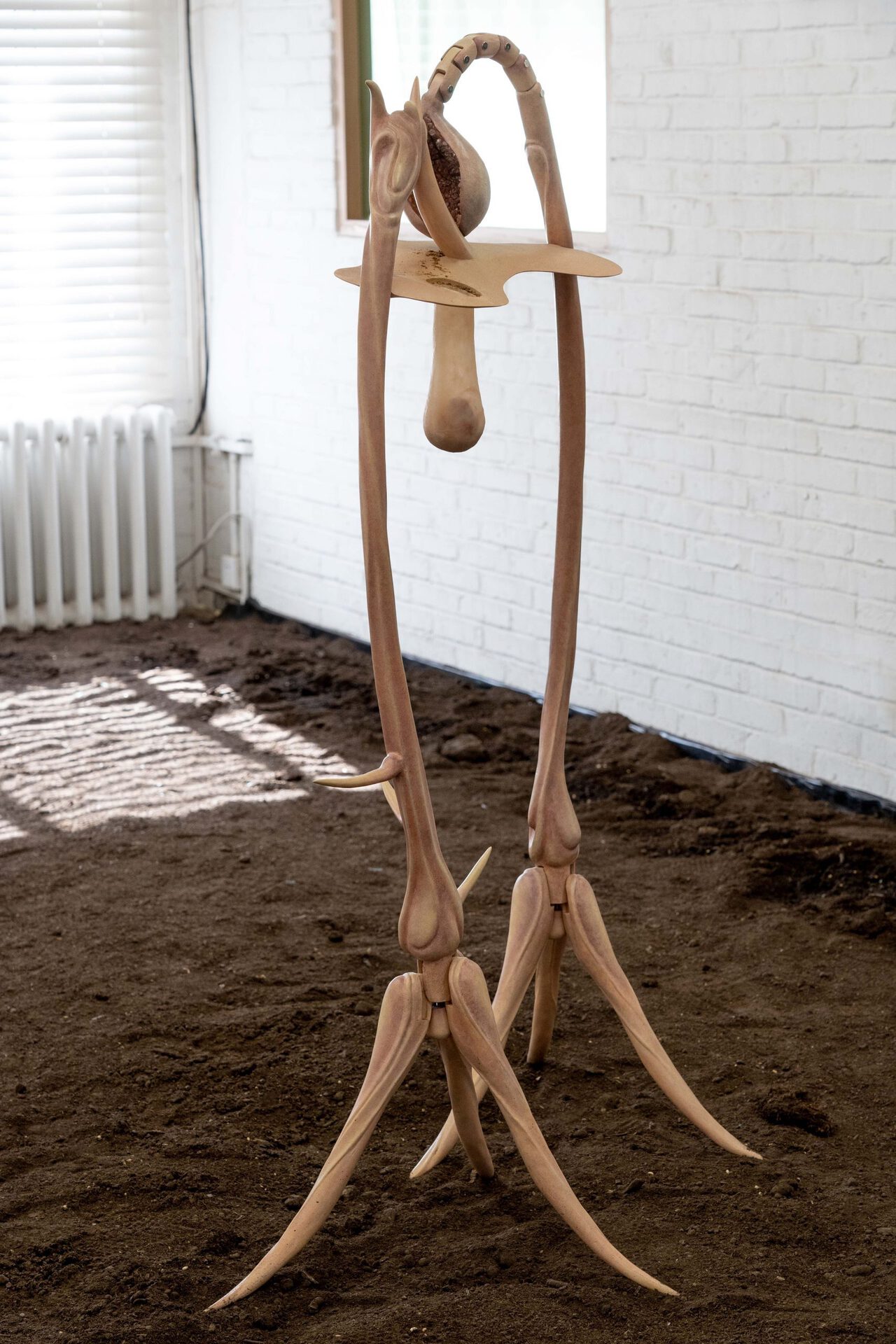 Liao Wen,The Garden of Adonis,2021, Lime wood, Silicone, Poly clay, White crystal, Agate,Myrrh,Anemone ,93x50x142cm