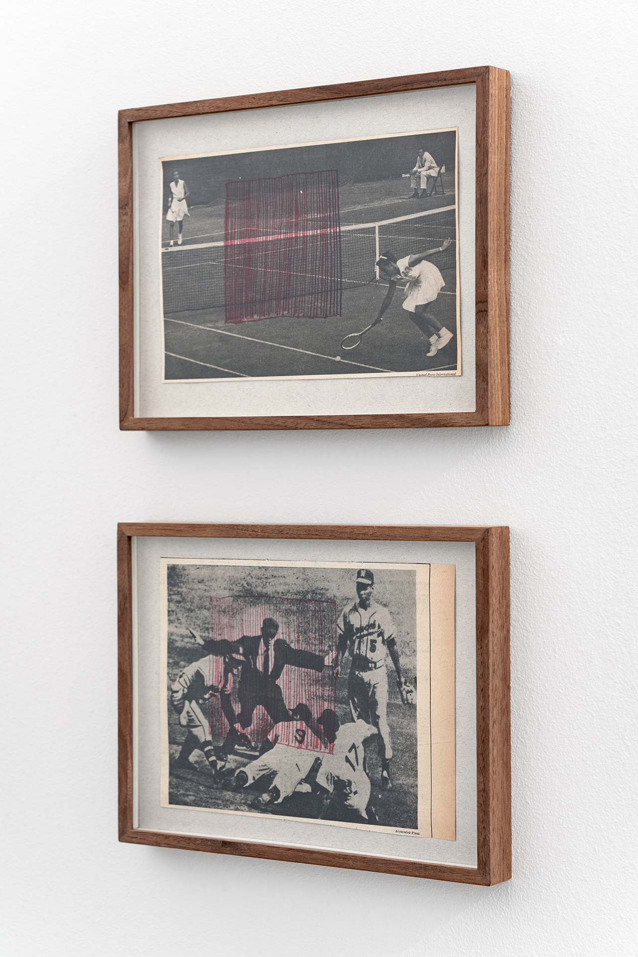 Sophia Domagala, “Artistry of Braves_1” and “Artistry of Braves_2”, pen on newspaper, 14,5 x 20 cm, 2021