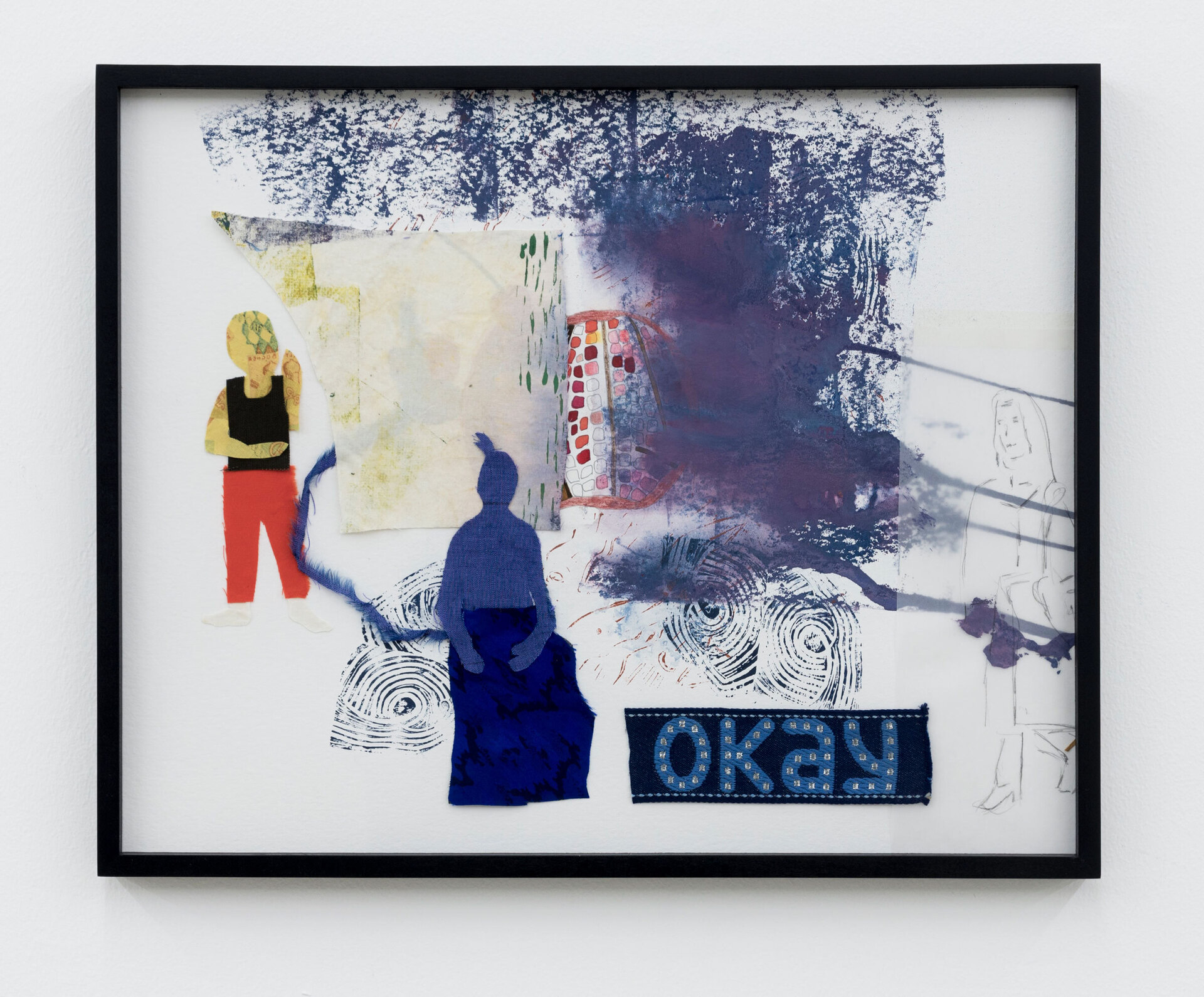 Michaela Meise, Pseudonym Ida, 2019, textile, clay, felt pen, pen, gouache on paper, 41,7 x 51,7 cm, Unique