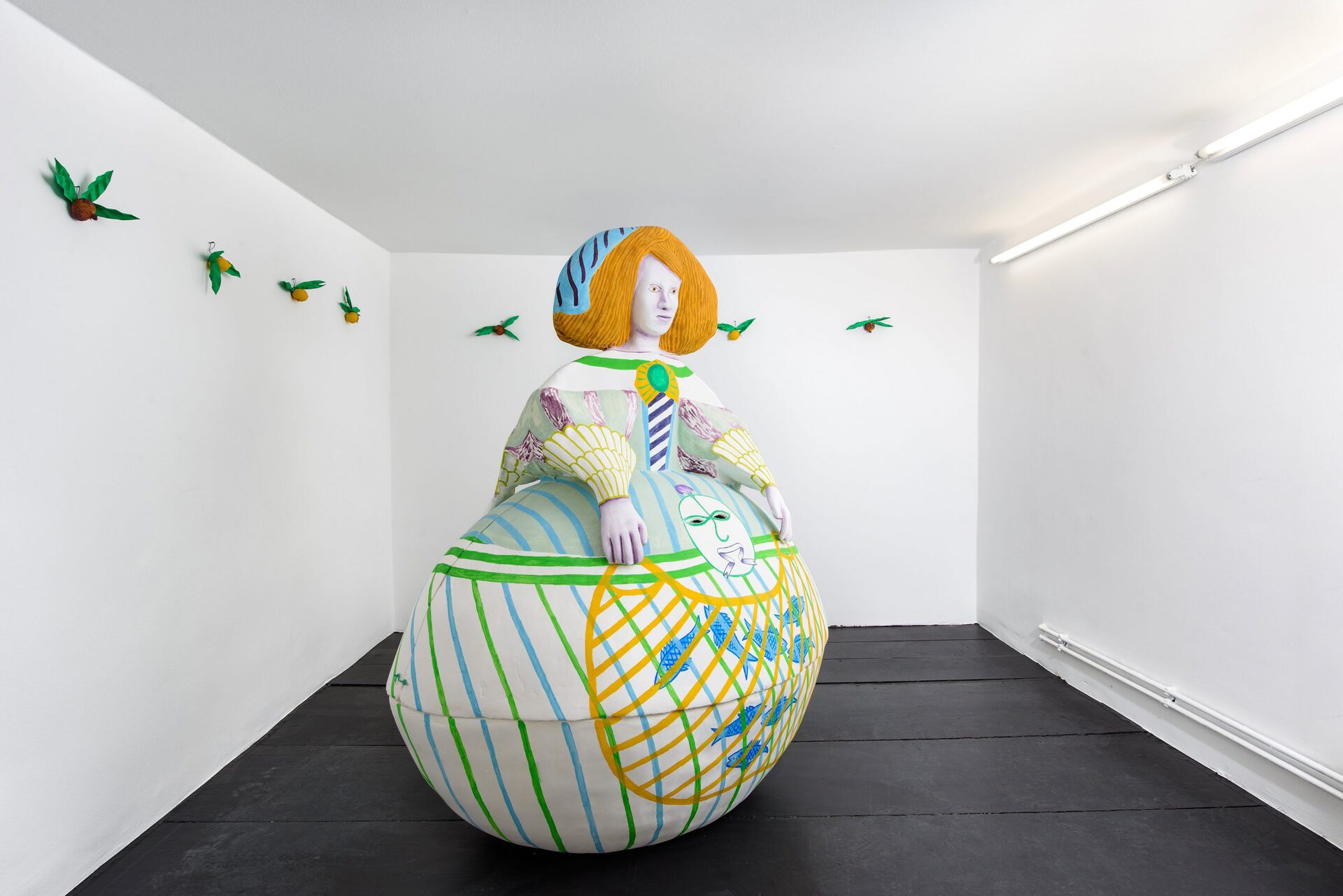 Agnes Scherer, "Bonbonnière", 2021, plaster gauze, paint, styrofoam, Sculpture in three parts; overall: 145 × 127 × 84 cm