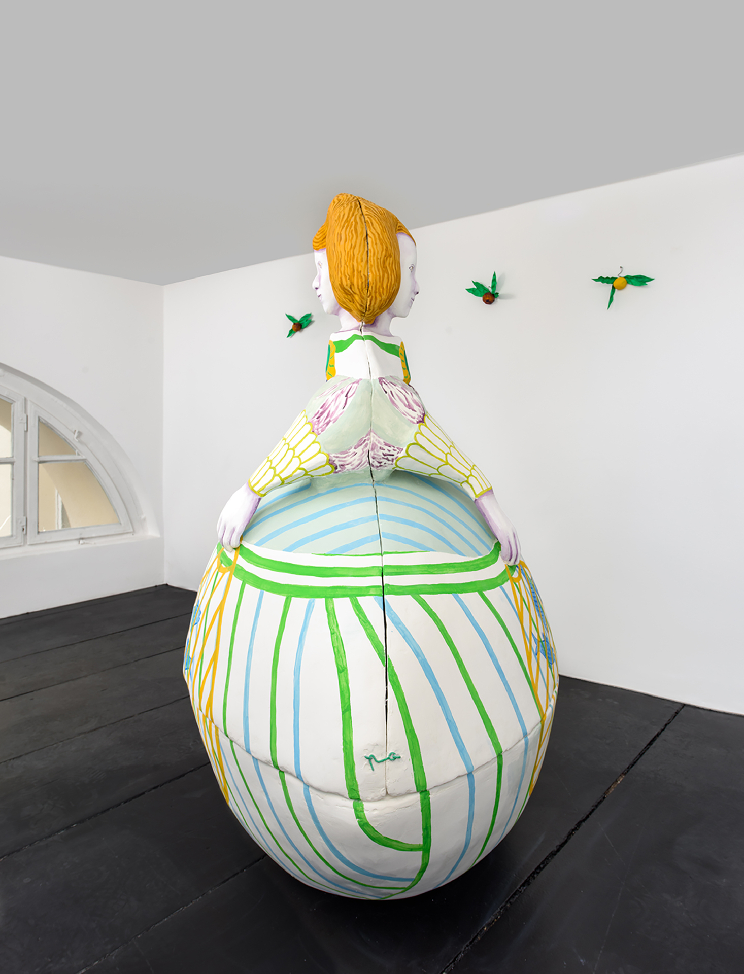 Agnes Scherer, "Bonbonnière", 2021, plaster gauze, paint, styrofoam, Sculpture in three parts; overall: 145 × 127 × 84 cm