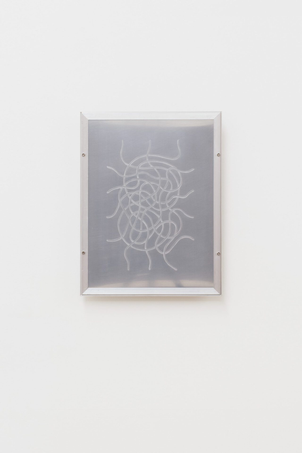 Nadim Vardag, untitled, 2021,drypoint printing plate, metal frame, 43 × 33 × 4,5 cm