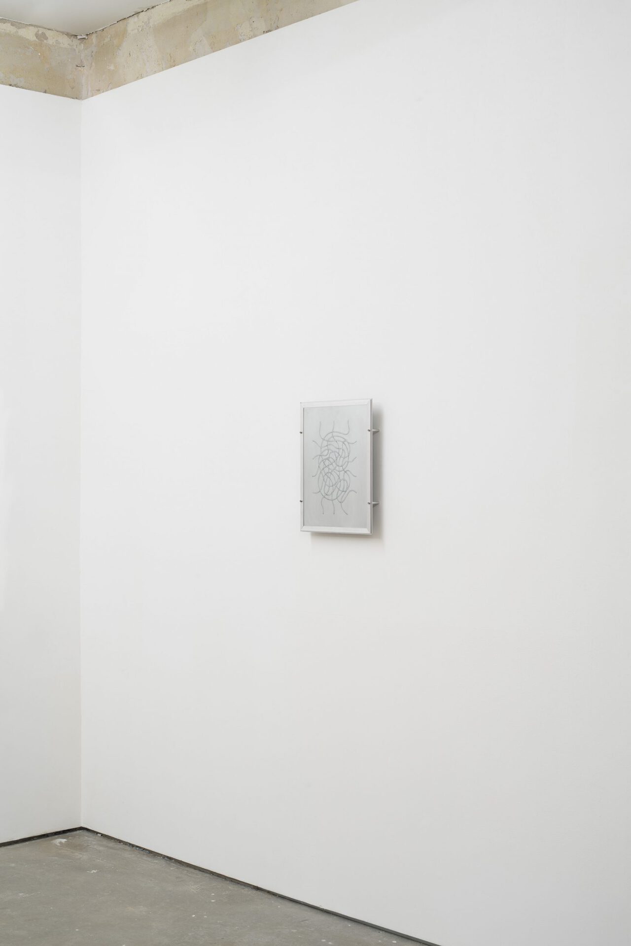 Nadim Vardag, untitled, 2021,drypoint printing plate, metal frame, 43 × 33 × 4,5 cm
