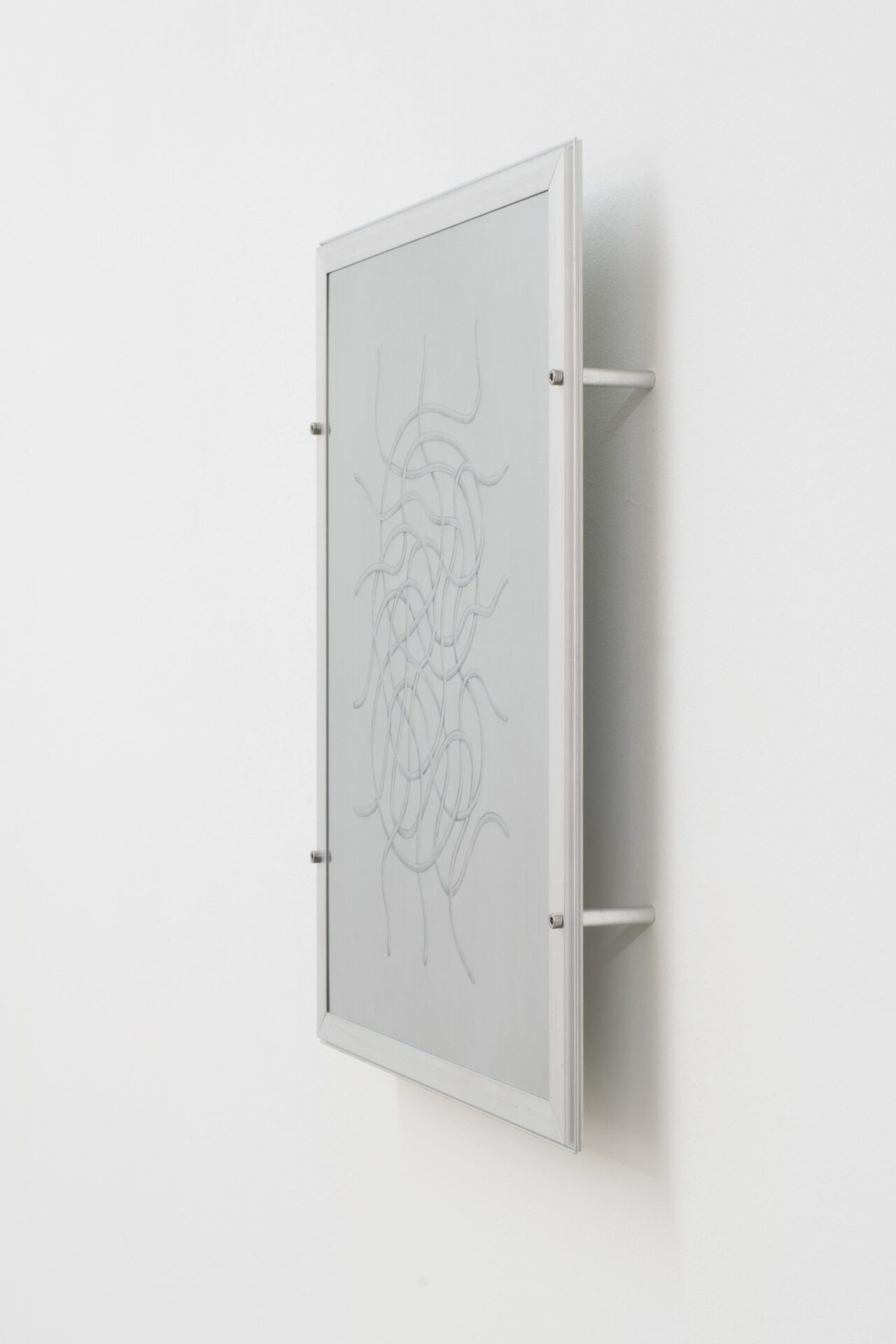 Nadim Vardag, untitled, 2021,drypoint printing plate, metal frame, 43 × 33 × 4,5 cm