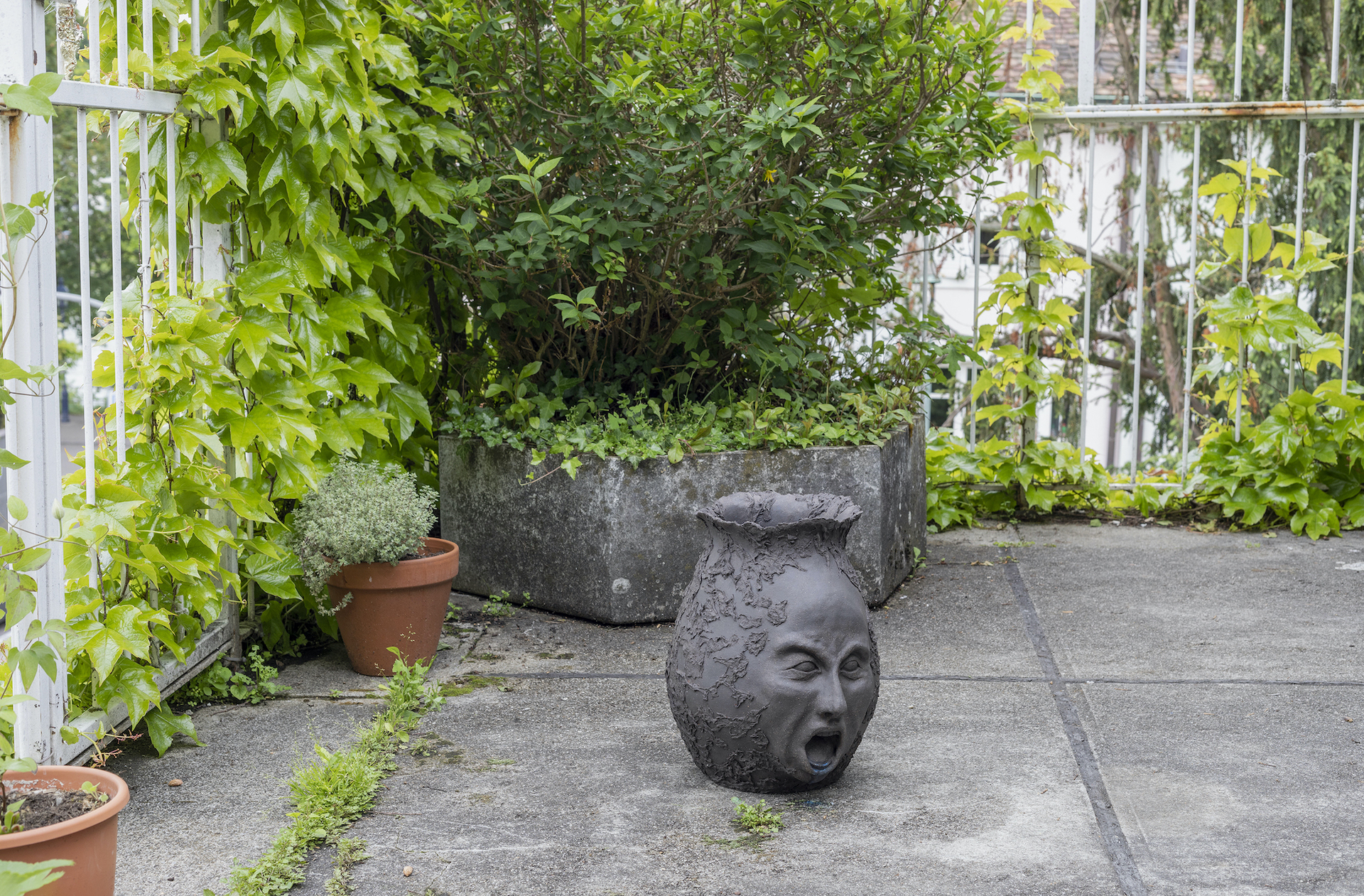 Vesna Bilanović, Celui qui gueule, 2017 Black sandstone, 38 cm x 24 cm