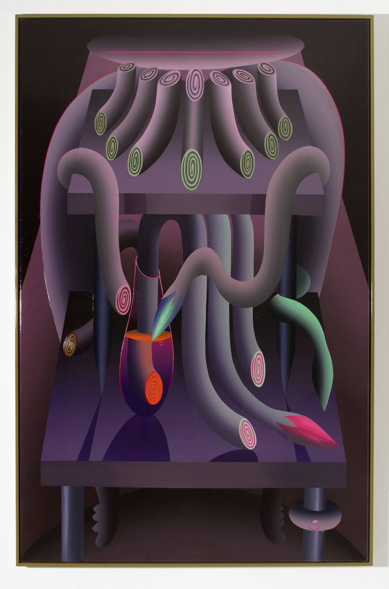Tower of Babel, Pink Vase, glue and damar warnish on 220x140cm - framed, 2021 canvas