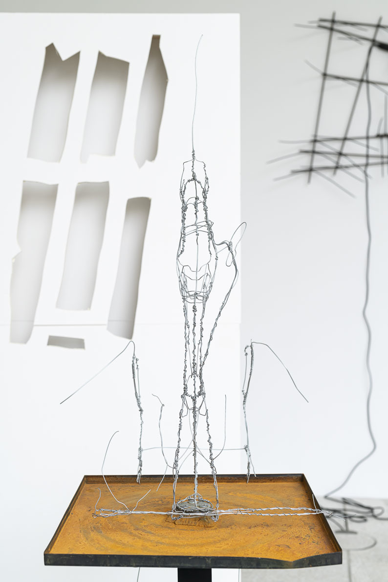 Sami Schlichting, The Ex, 2021, Wire, Steel, 158 x 55 x 70 cm