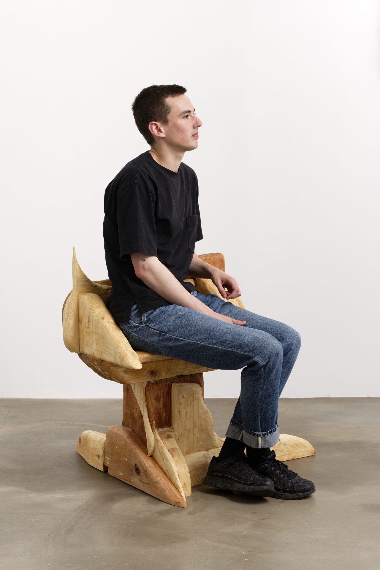 Plinth, 2021, recycled wood chair, 84.5 x 94 x 83 cm, unique