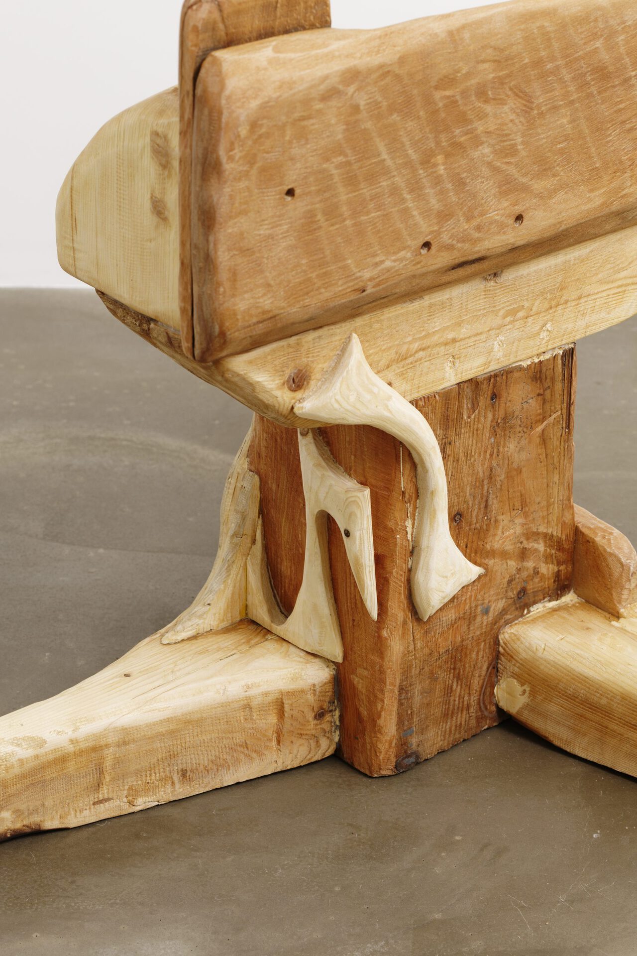 Plinth (detail), 2021, recycled wood chair, 84.5 x 94 x 83 cm, unique