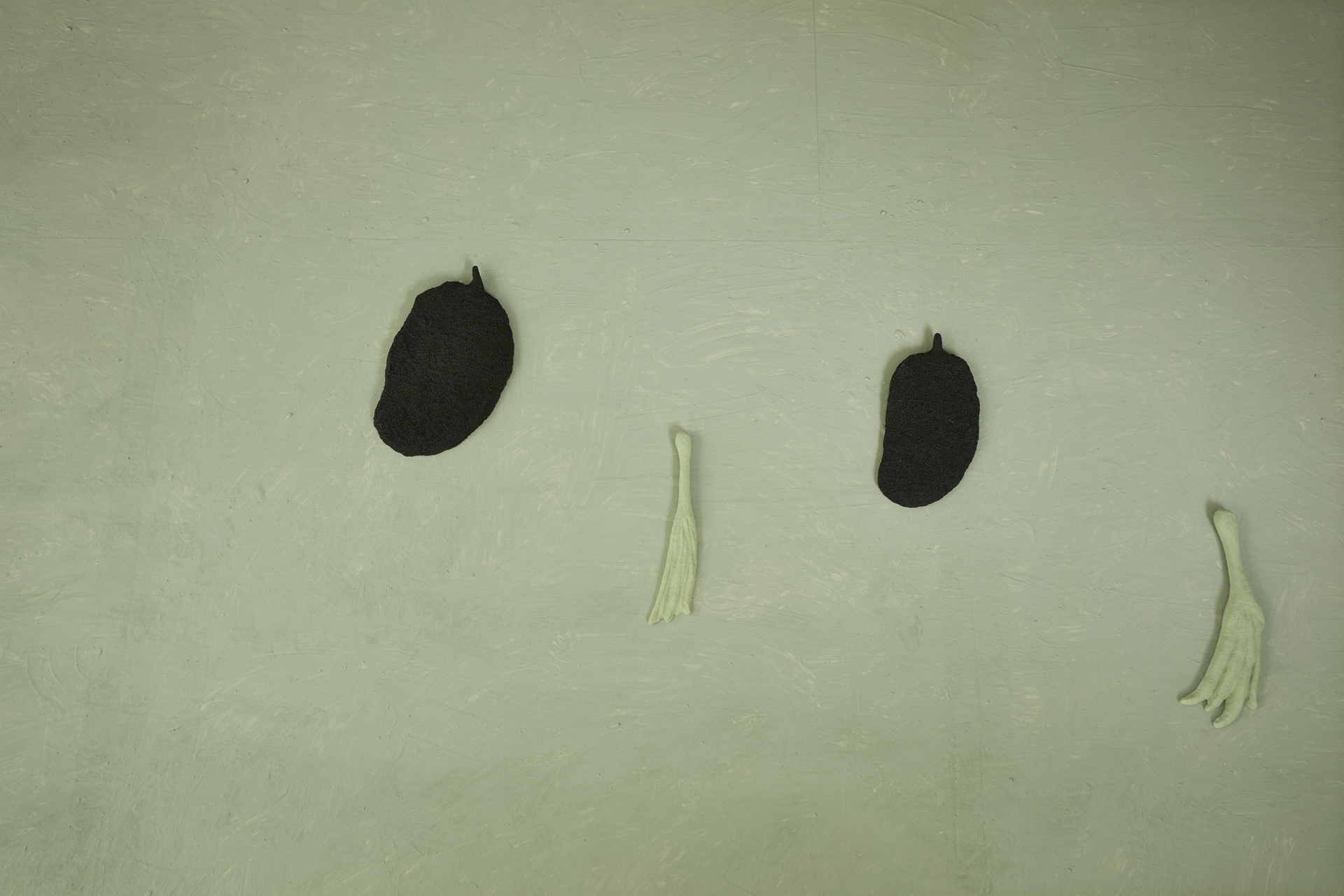Thea Gvetadze, Khomlis Mtas to Khomli Mountain (detail), 2021, mixed media installation: silk gown, ceramics, old wooden object, 280 × 400 cm