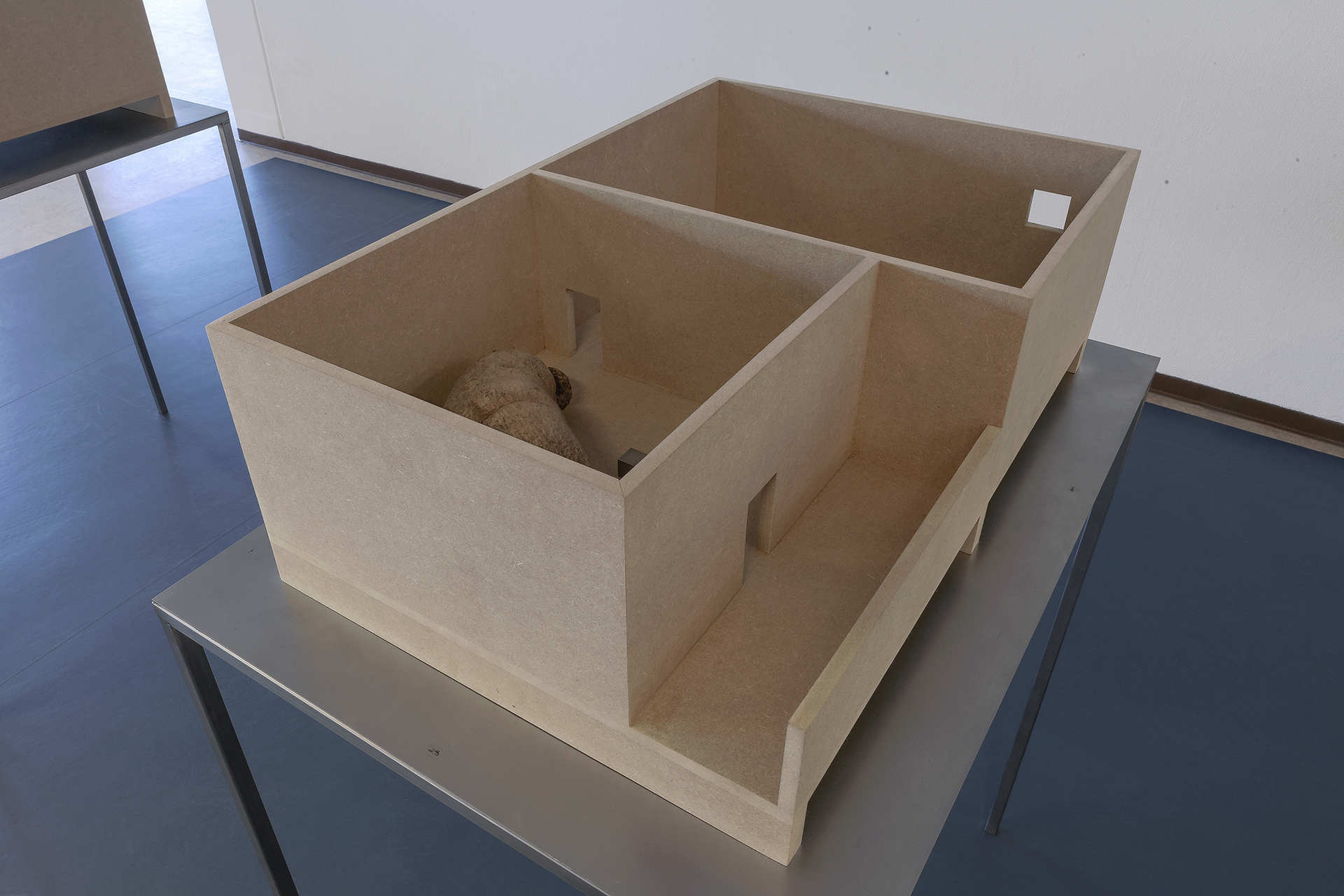 Intermodular Habitat, 2021, 65 x 90 x 120 cm, steel, MDF, yam
