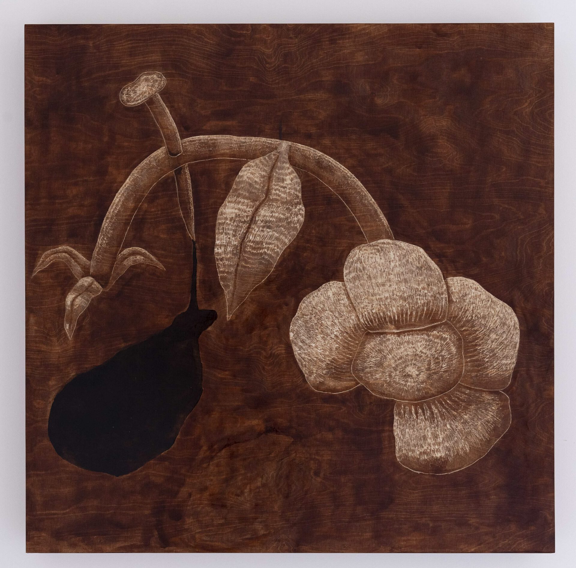 Orfeo Tagiuri, Dying Flower, 2021, Wood Engraving, 121 x 10 x 121 cm