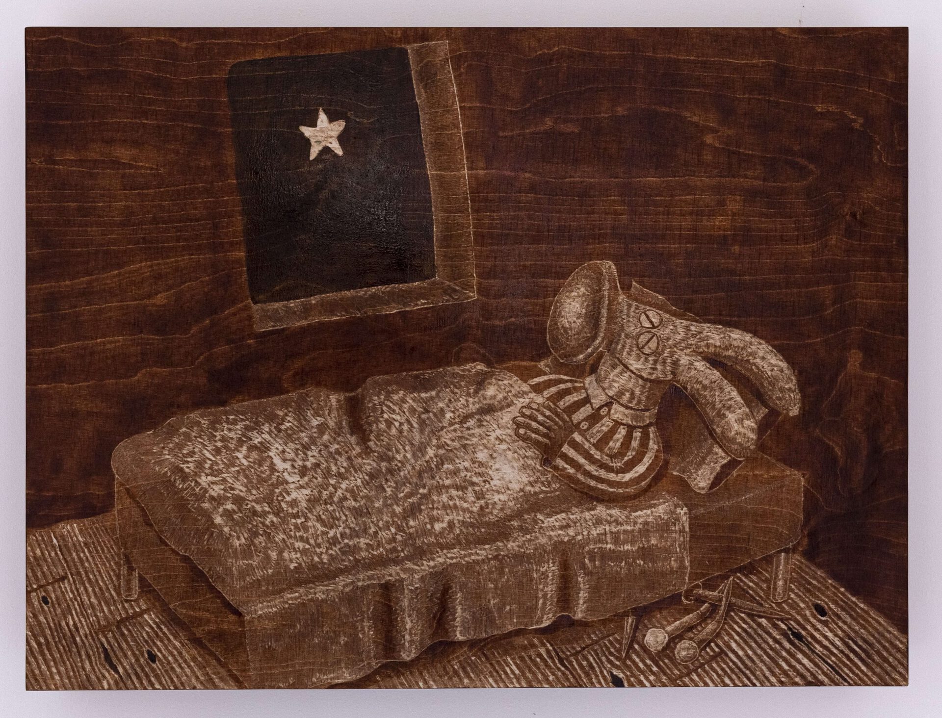 Orfeo Tagiuri, Hammer & Star (Not So Far Away), 2021, Wood Engraving, 60.5 x 10 x 81 cm