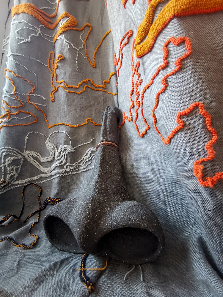 Kamil I, "Homo Erectus", 2021, ceramic, copper, 20x40x70 cm,