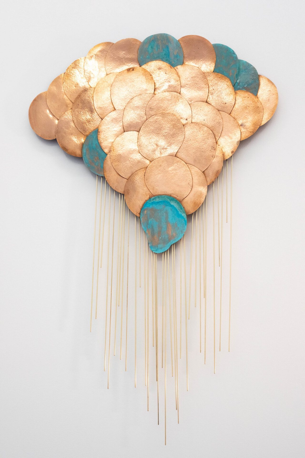 Iza Tarasewicz, Boom, 2021, copper, brass, blue patina, 115 x 70 x 3 cm