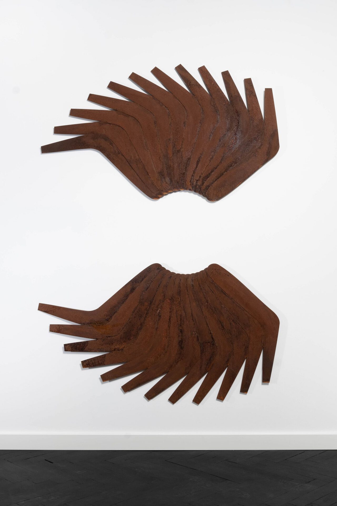 Iza Tarasewicz, Battling with Cosmic Forces, 2021, oxidized steel, 185 x 130 x 3 cm