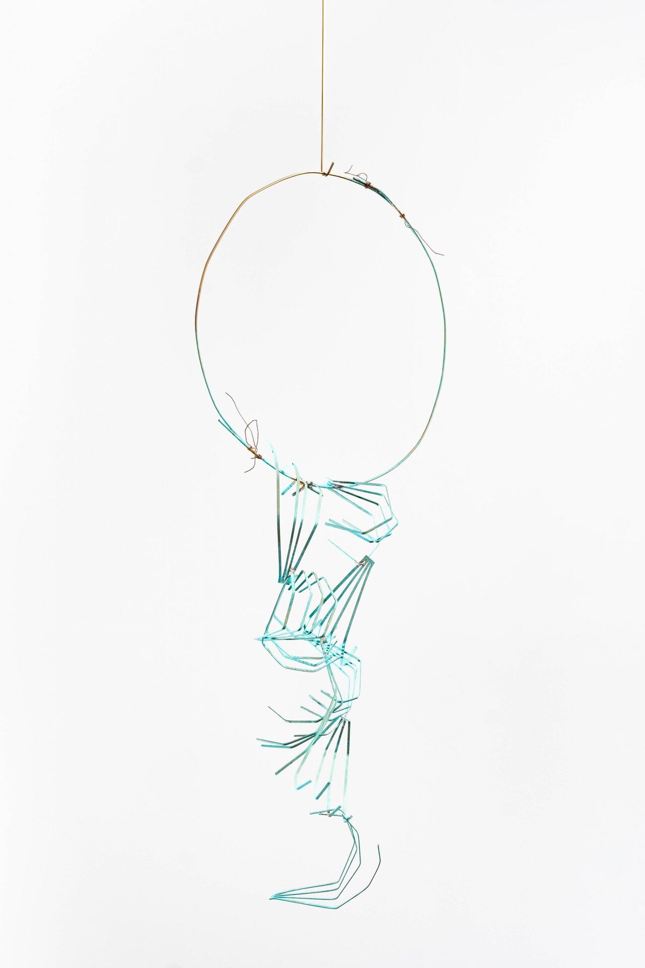 Iza Tarasewicz, Up, 2021, steel, brass, blue patina, 80 x 13 x 34 cm