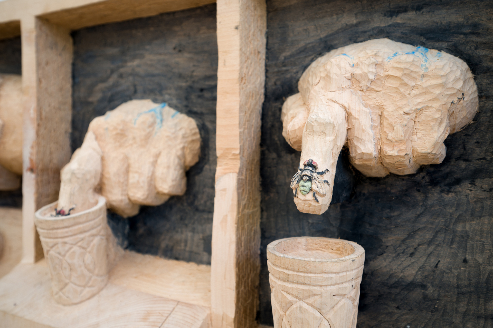 Detail of Giorgi Khaniashvili, Untitled, 2021, Beech Wood, 47x126.5x6.7 cm. Photo Credit - Gallery Artbeat
