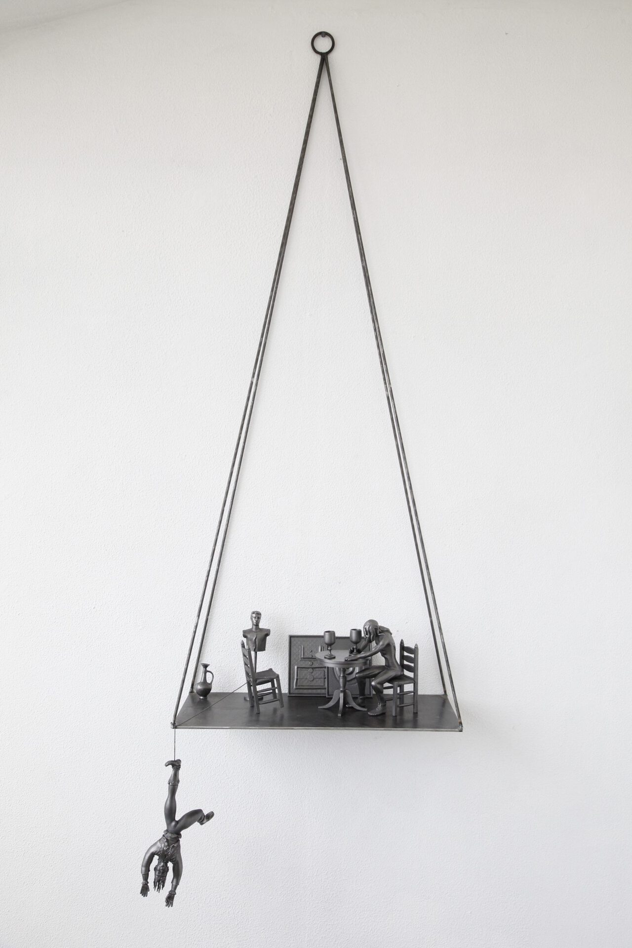 Wieland Schoenfelder, Scene2, 2021, metal coated 3d print, steel, 150cm x 70cm x 30cm
