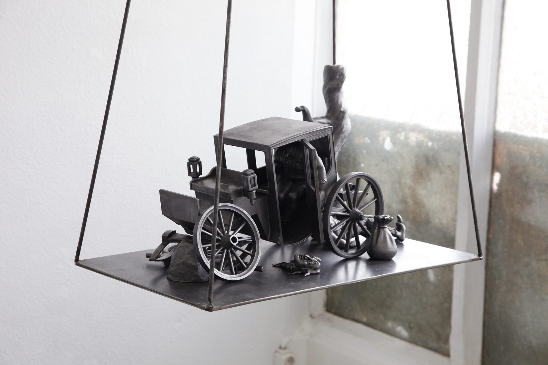 Wieland Schoenfelder, Scene4, 2021, metal coated 3d print, steel, 200cm x 50cm x 45cm