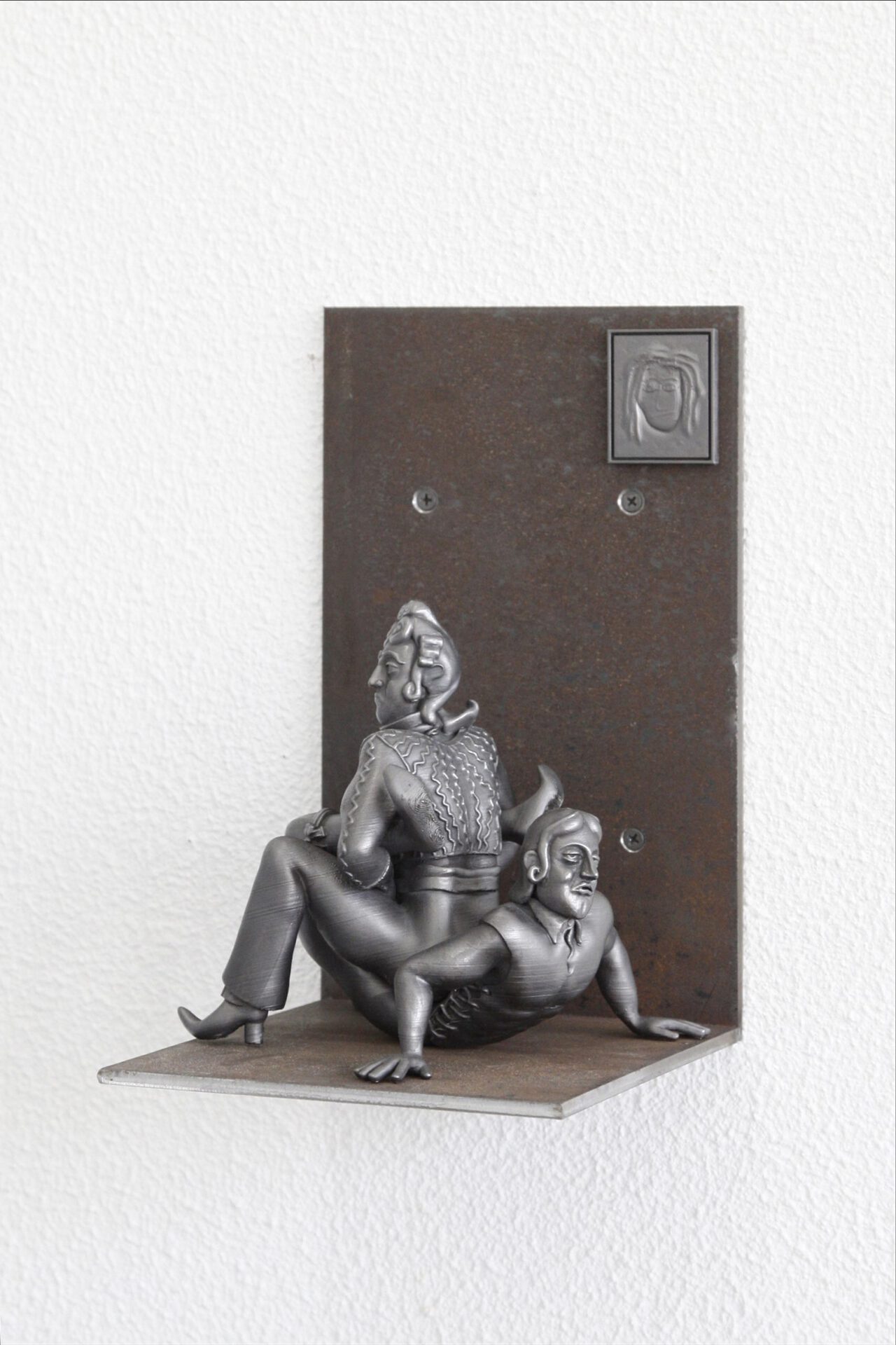 Wieland Schoenfelder, Scene5, 2021, metal coated 3d print, steel, 27cm x 20cm x 21cm