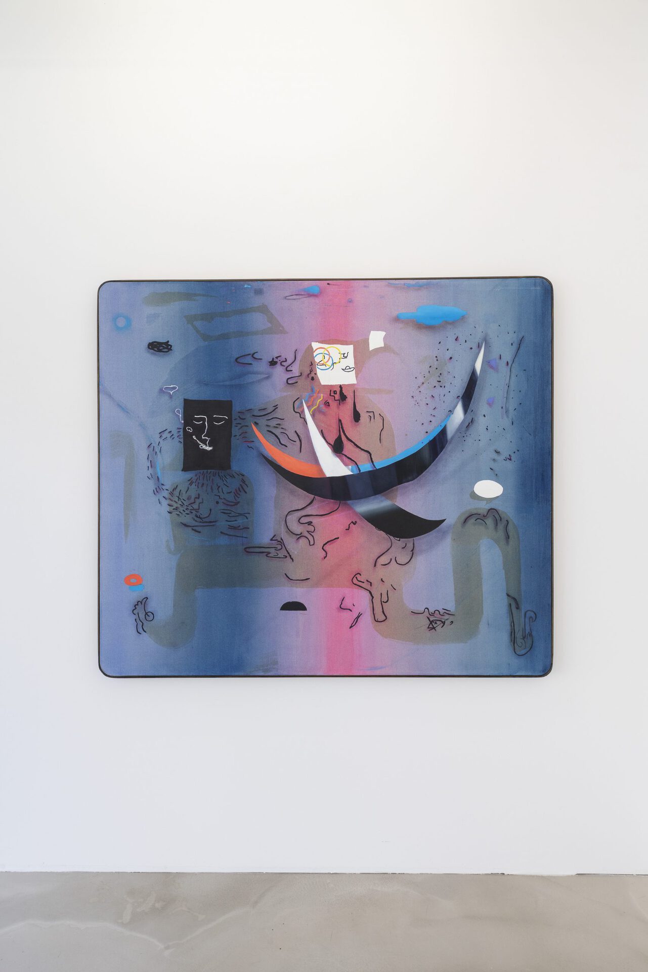 Roy Mordechay - The moon holder & the wing thief, 2021, watercolor, ink, acrylic and oil on canvas, 141x161 cm