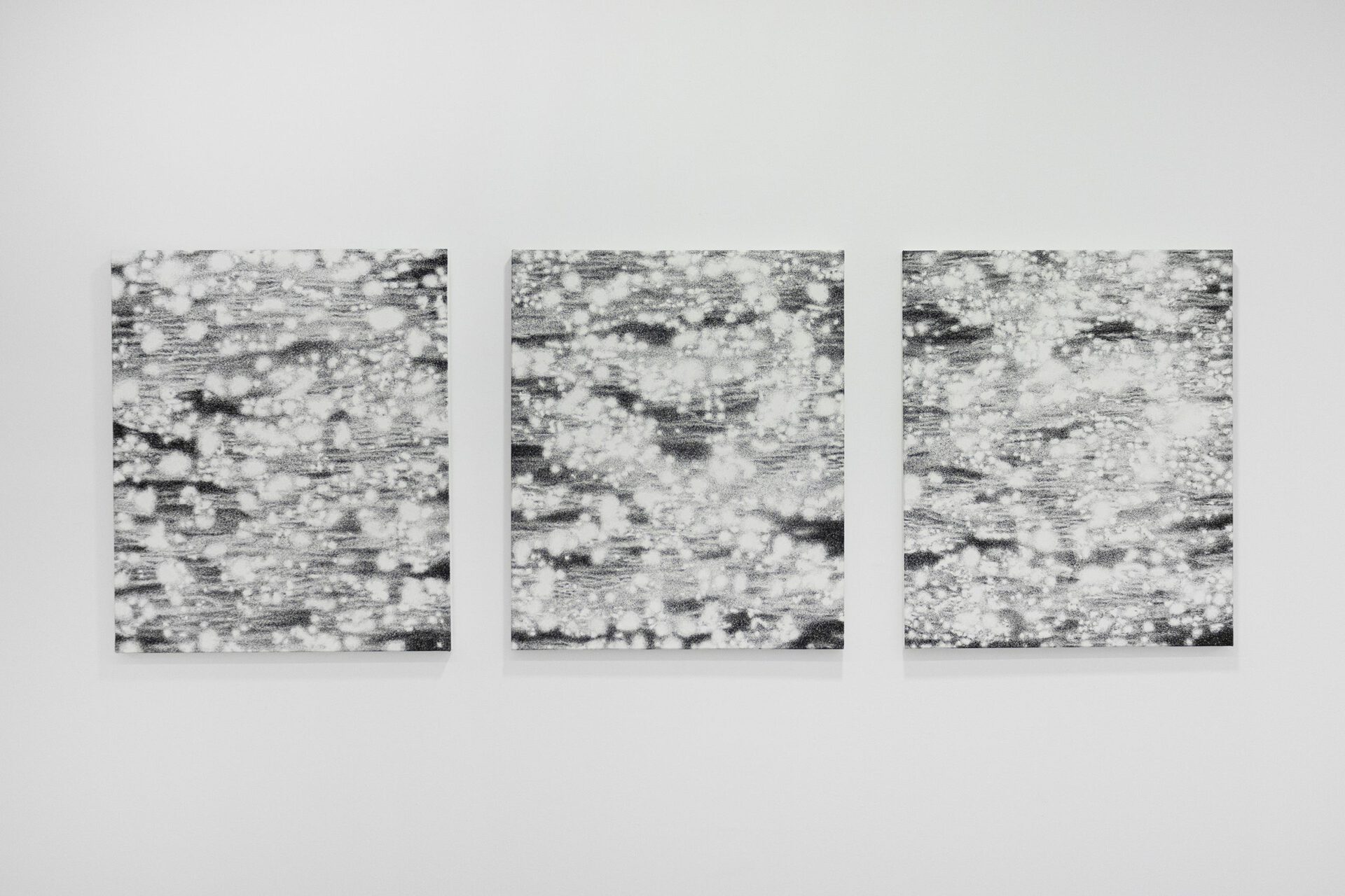 Jérémie Cosimi, Sacré VIII, IV, X, 2021, Charcoal on canvas, 50x60cm (each)
