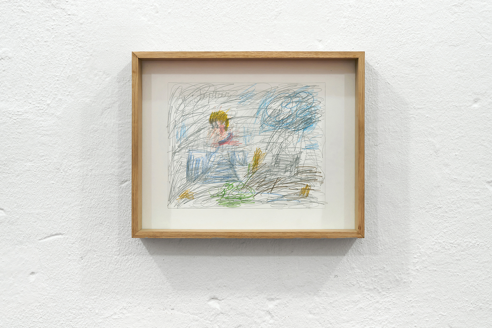 Chris Peckham, Hell Blue Green, 2021, colored pencil on paper, custom oak frame, 356 × 280 mm