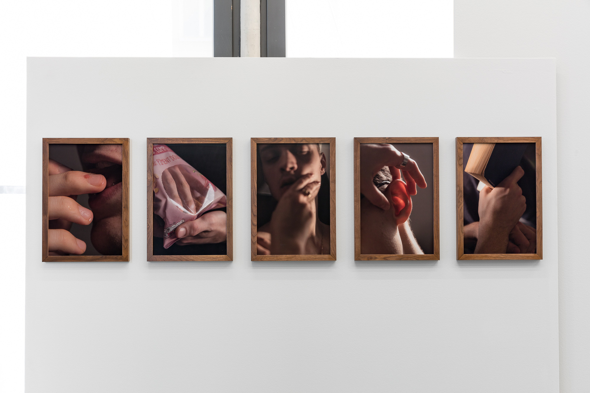 Anaïs Horn: Beloved Hands 1–5, 2021. 5 Lambda c-prints, 40 × 30 cm each, in artist’s frame.