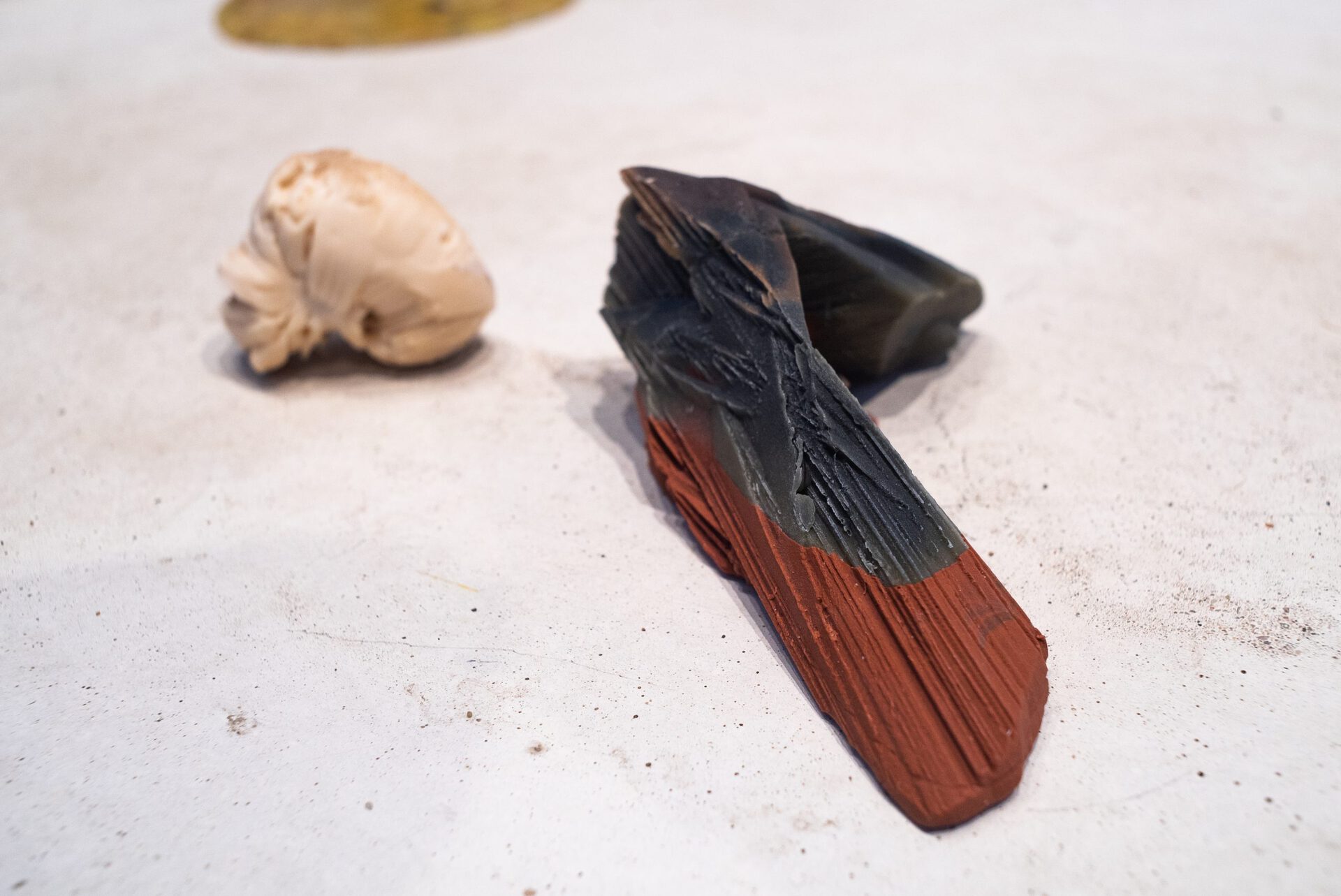 Ittah Yoda, No History of Its Own, 2021,  Mixed media, Soap, Beeswax, natural pigment, steel Rupert at apiece, Vilnius.  Photo by Laurynas Skeisgiela. Courtesy of the artist.