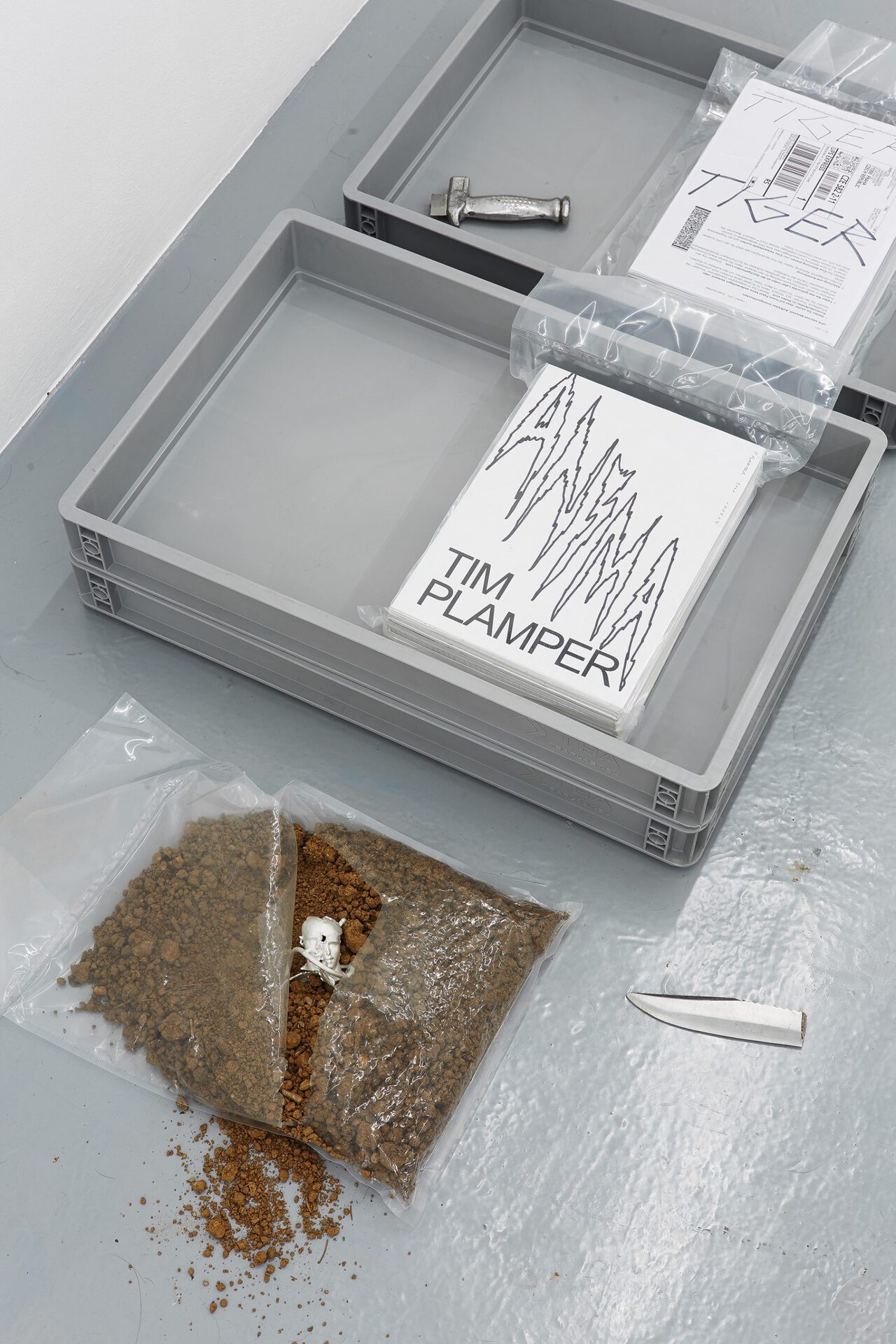 Mojo, 2021, silver, 7 × 5 × 5 cm, Anima, 2018 – 2020, portfolio of 599 drawings, pvc film, 29,7 × 21 × 6,2 cm, Tiger Tiger, 2020 – 2021, portfolio of 648 drawings, pvc film, 29,7 × 21 × 6,8 cm