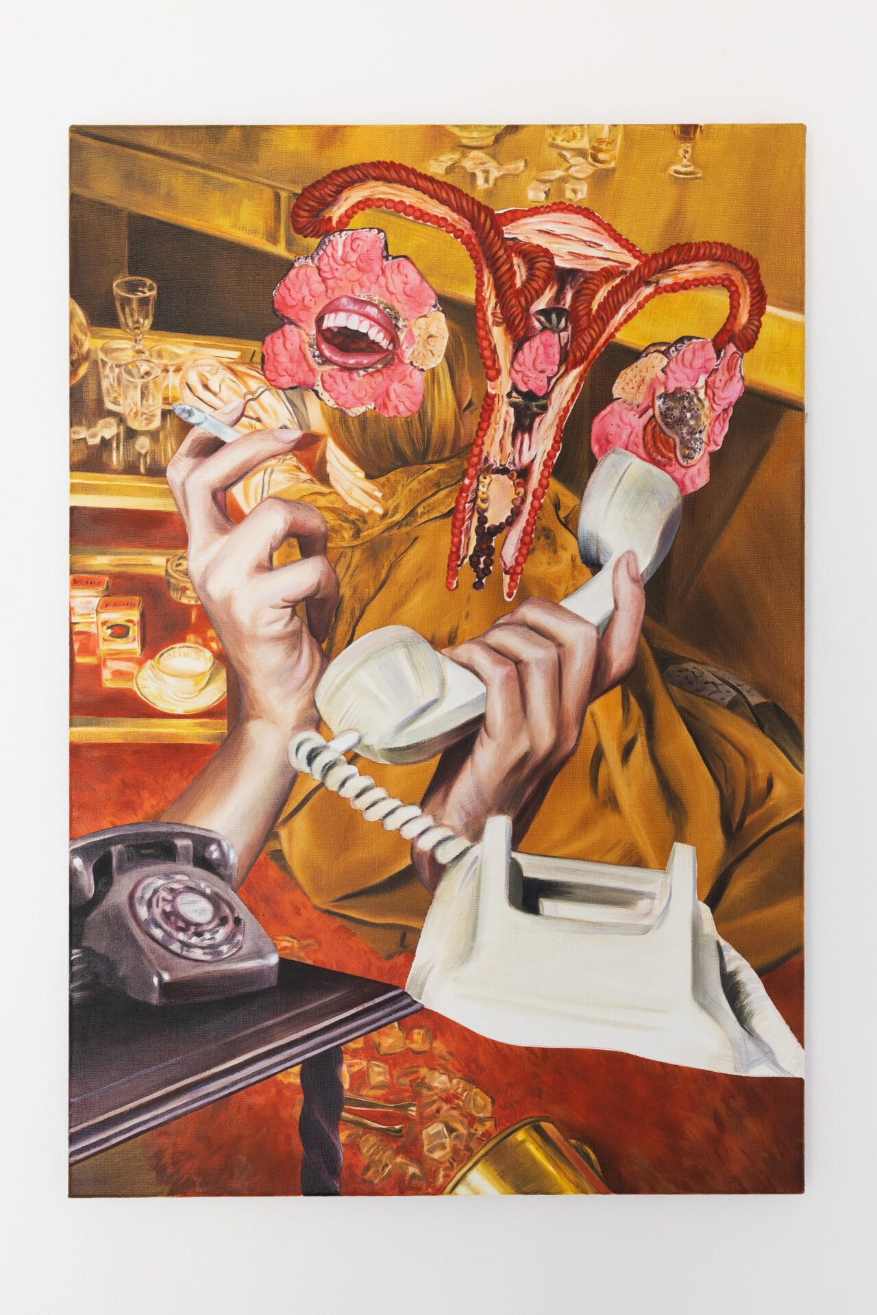 Martyna Borowiecka, „Phone call from the uterus: piss off!”, 2020, oil on canvas photo. meta_strong_fiction