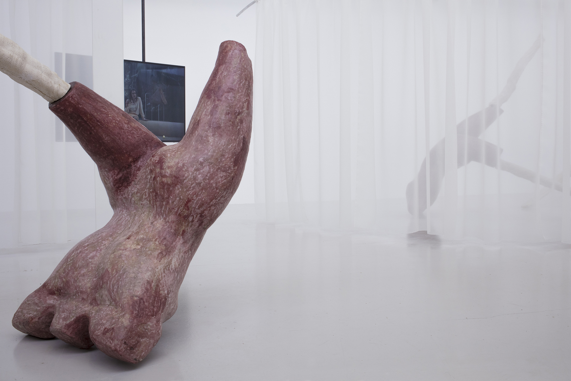 Laura Gozlan, Onanism sorcery II, 2021, Wax, Jesmonite, dye, foam, metal strucutre, wood, variable dimensions