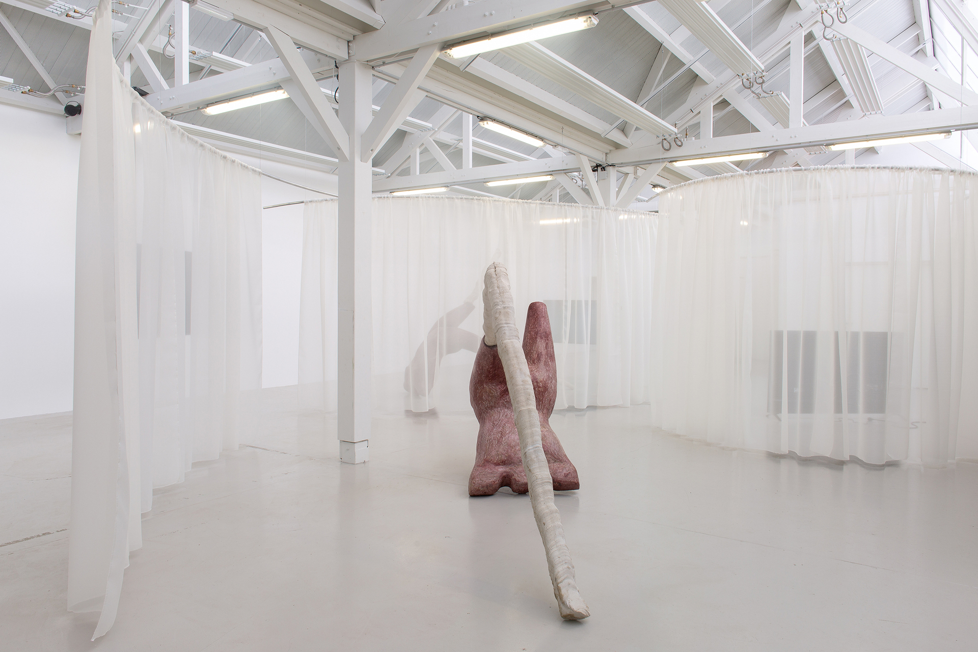 Laura Gozlan, Onanism sorcery II, 2021, Wax, Jesmonite, dye, foam, metal strucutre, wood, variable dimensions