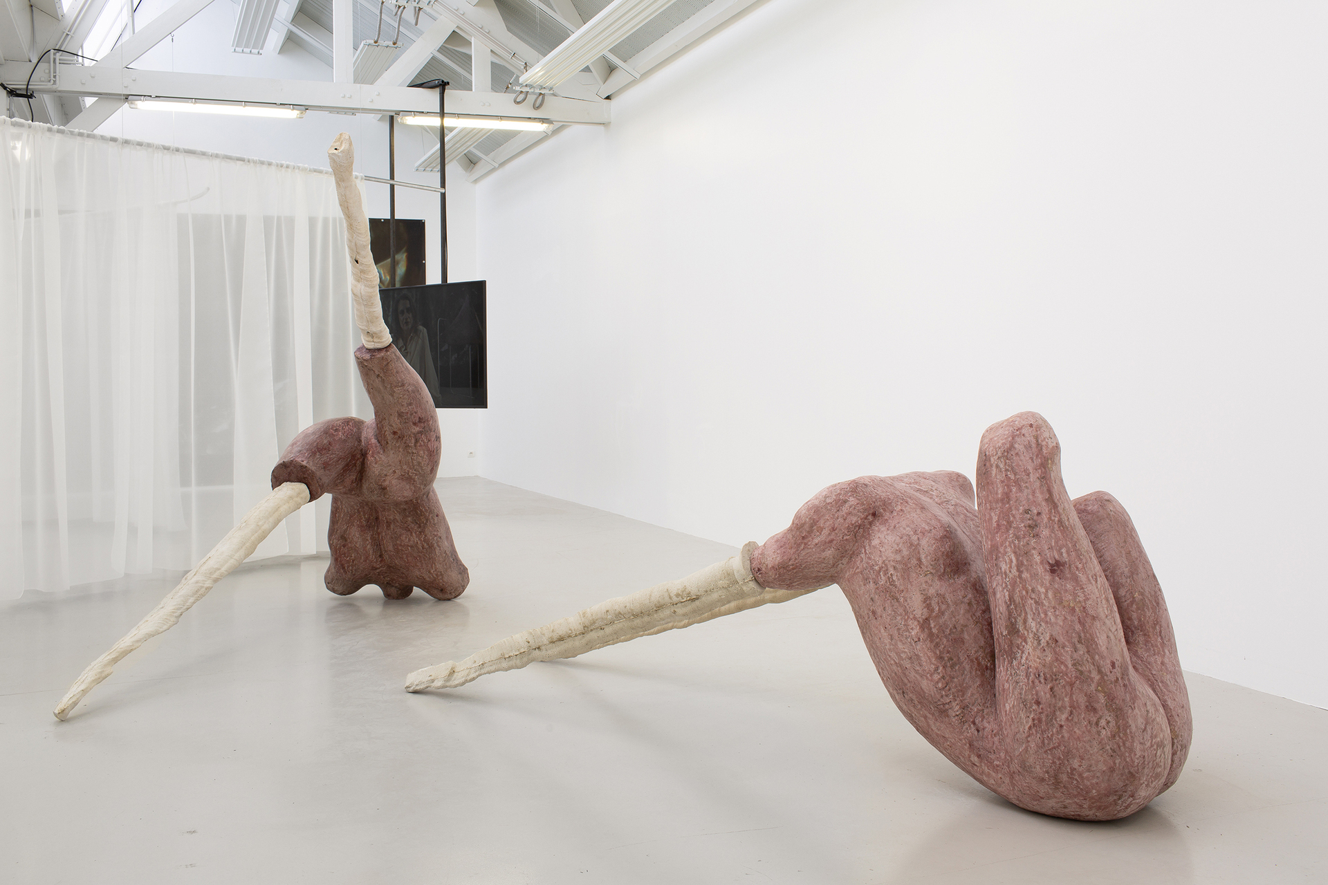 Laura Gozlan, Onanism sorcery III, 2021, Wax, Jesmonite, dye, foam, metal strucutre, wood, variable dimensions