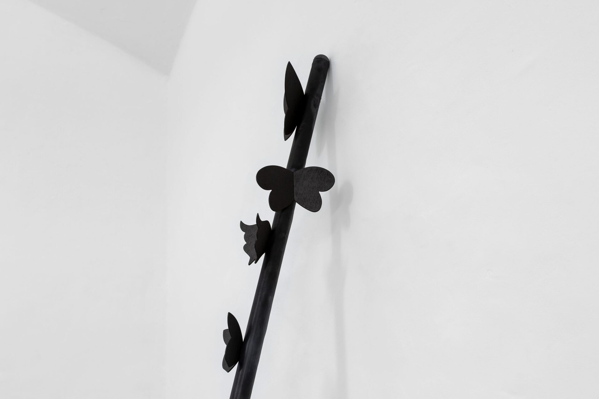 Bunny Rogers, TBT, 2020, Stained wood, metal, cotton, polyester, steel yarn, h= 231cm