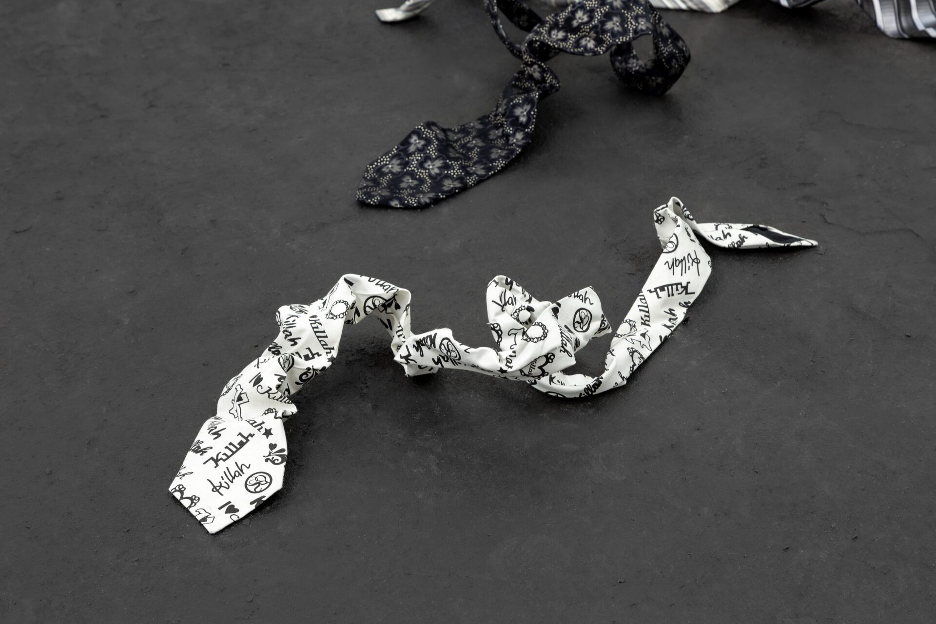 Julian-Jakob Kneer, DECAYDANCE, 2021, Silk and polyester ties, Dimensions variable